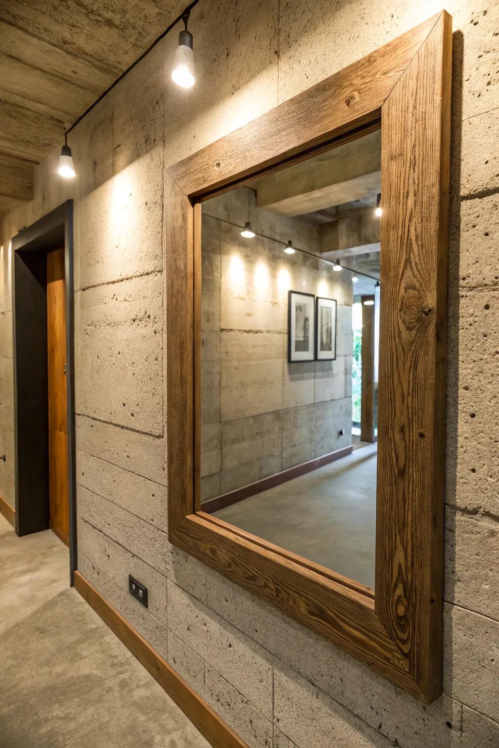 Expand your space with style: Mirrors transform concrete walls into open vistas.