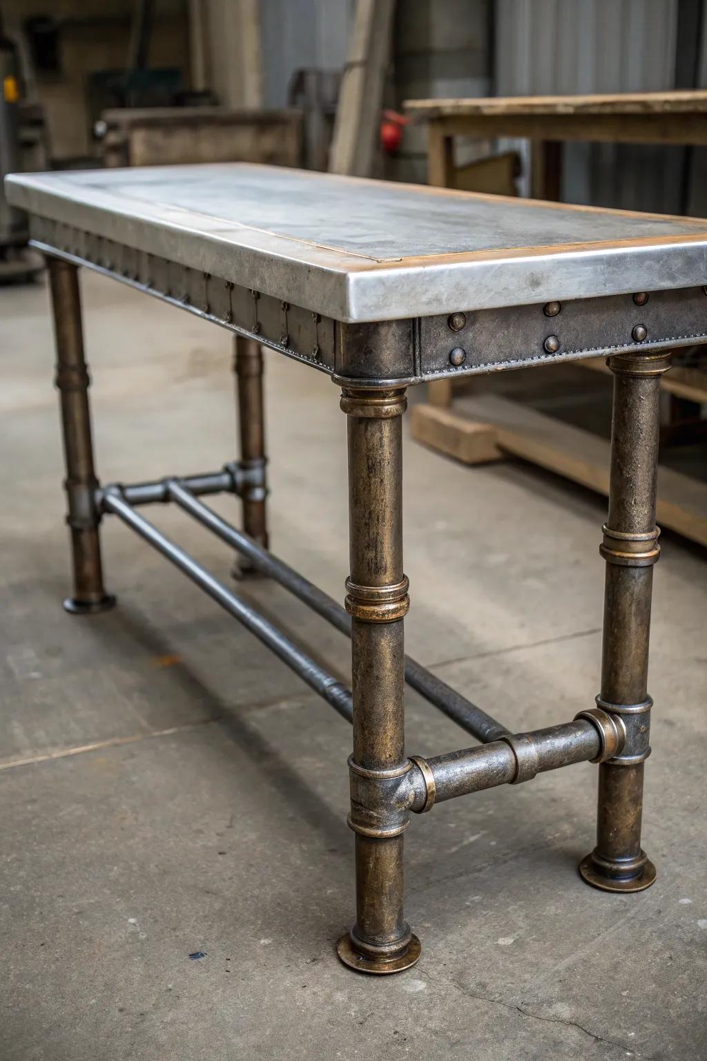 Transform discarded materials into a masterpiece with this eco-friendly upcycled metal workbench.
