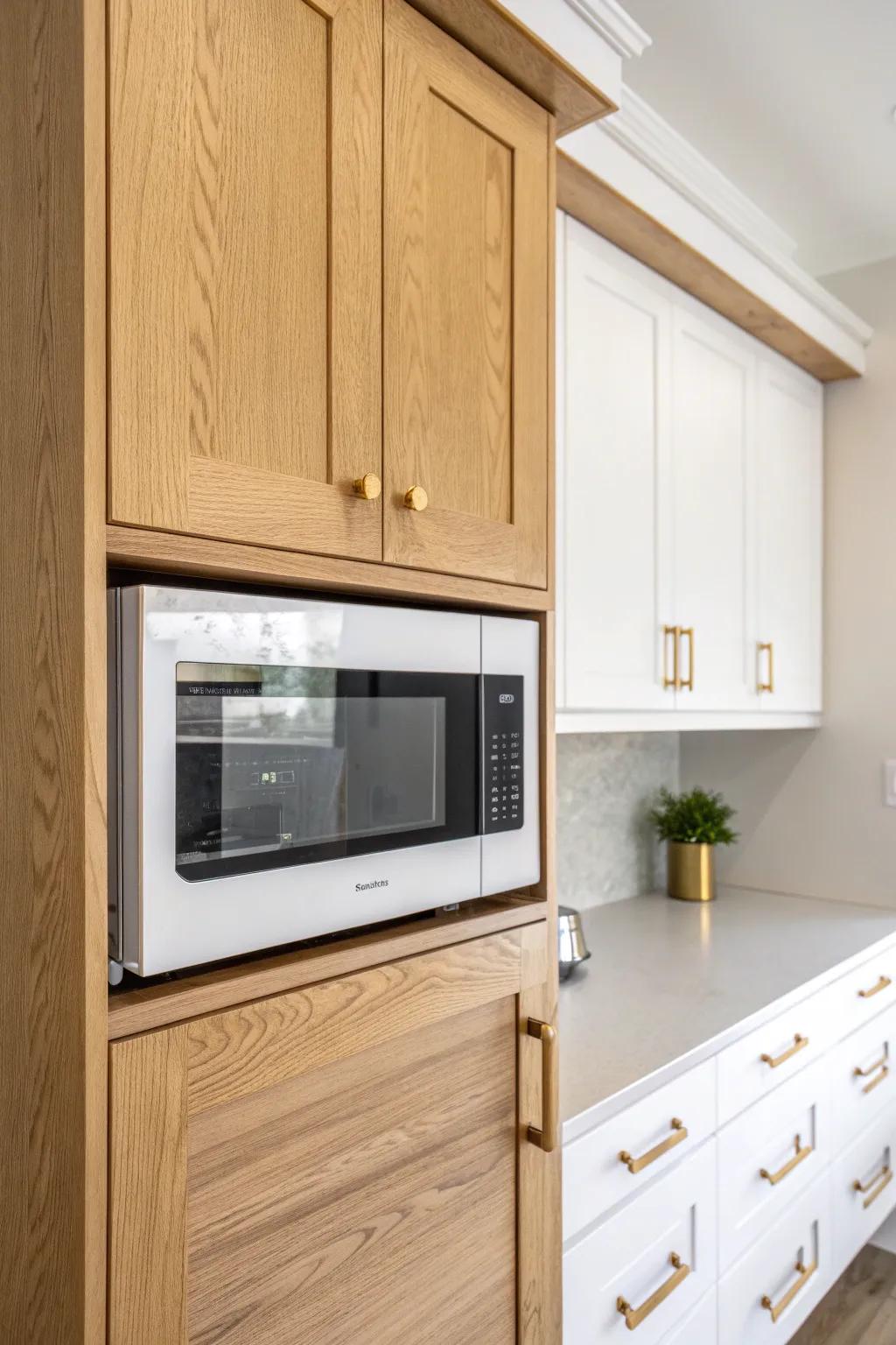 No more skinny gaps—finished side panels make your over-range microwave look built-in.