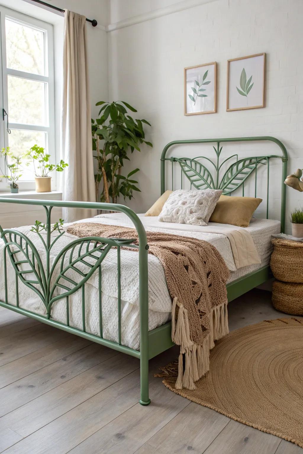 Breathe life into your bedroom with garden-inspired greens. 🌿✨ #ScandiBoho #NaturalBeauty