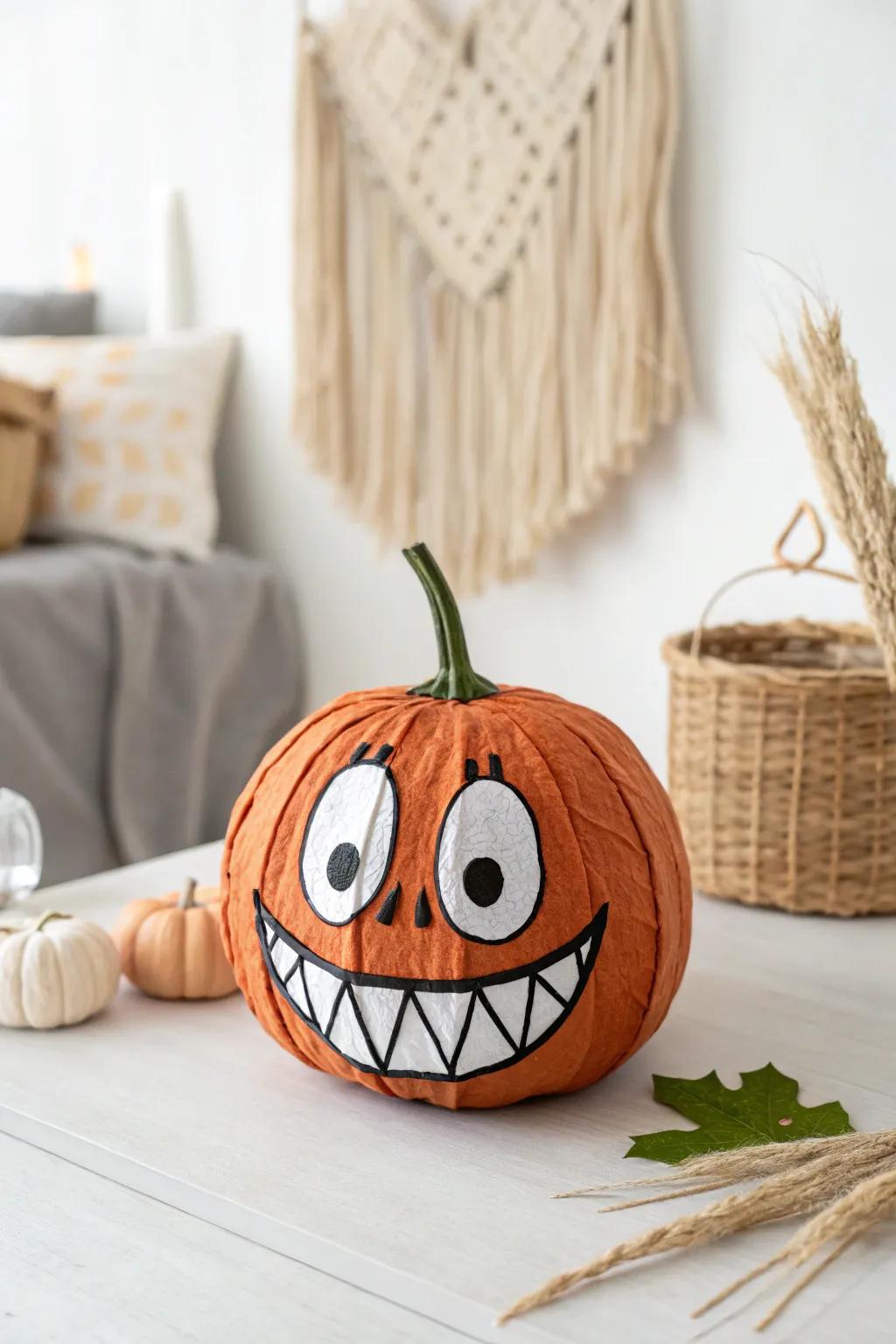 Add a touch of playful charm to your space with this whimsical paper pumpkin!