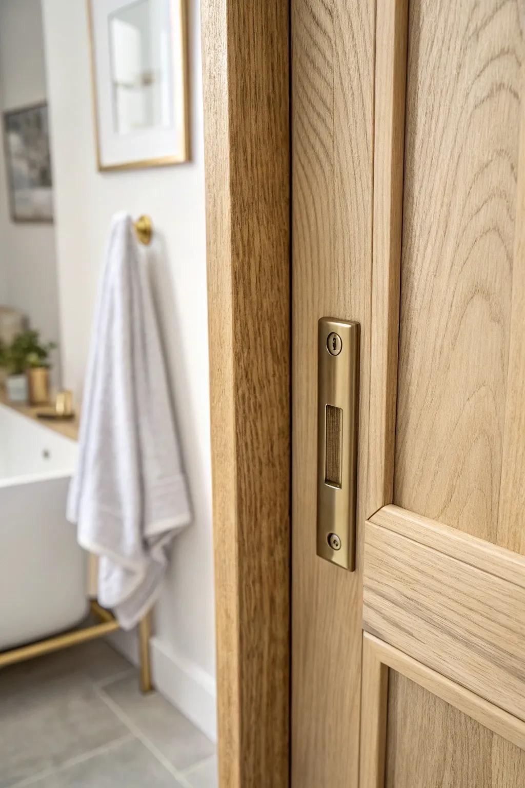 Sleek flush pulls: snag-free pocket door hardware for tight bathroom clearances and a clean look.