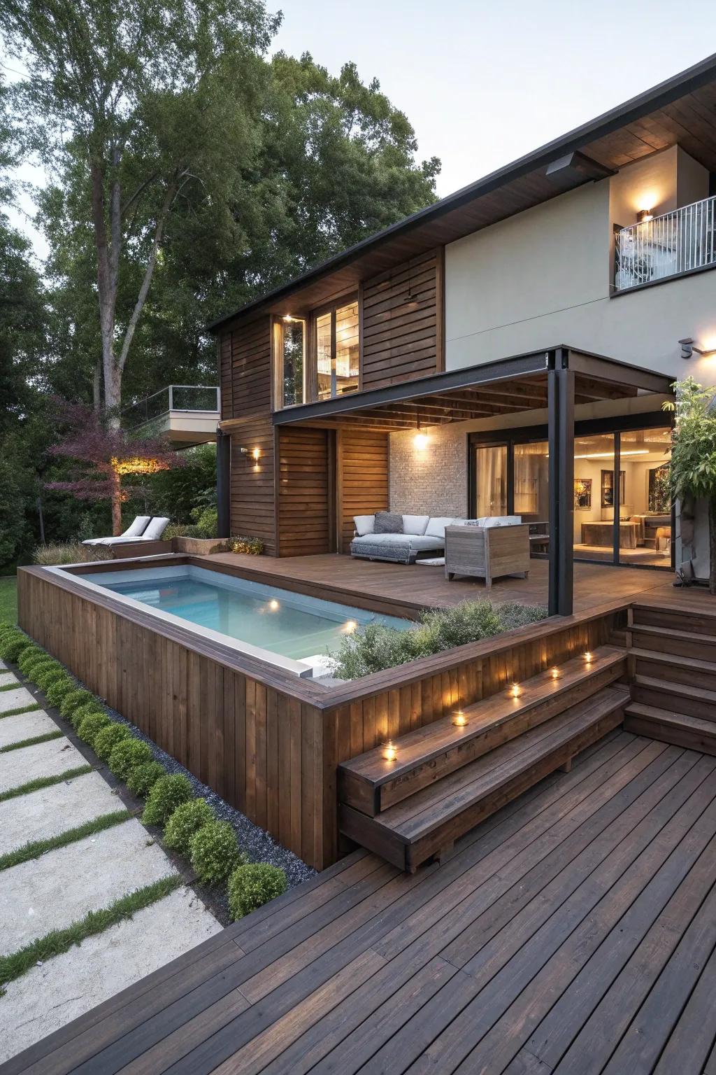 Elevate your outdoor space with a deck that seamlessly integrates craftsmanship and style.