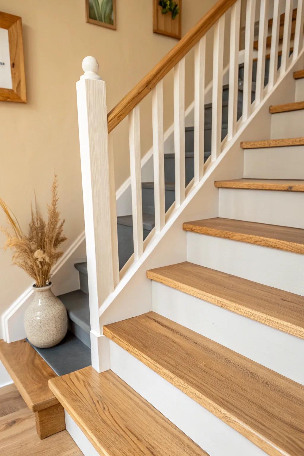 Fake a runner with paint: a crisp charcoal stripe adds style, contrast, and hides dirt.