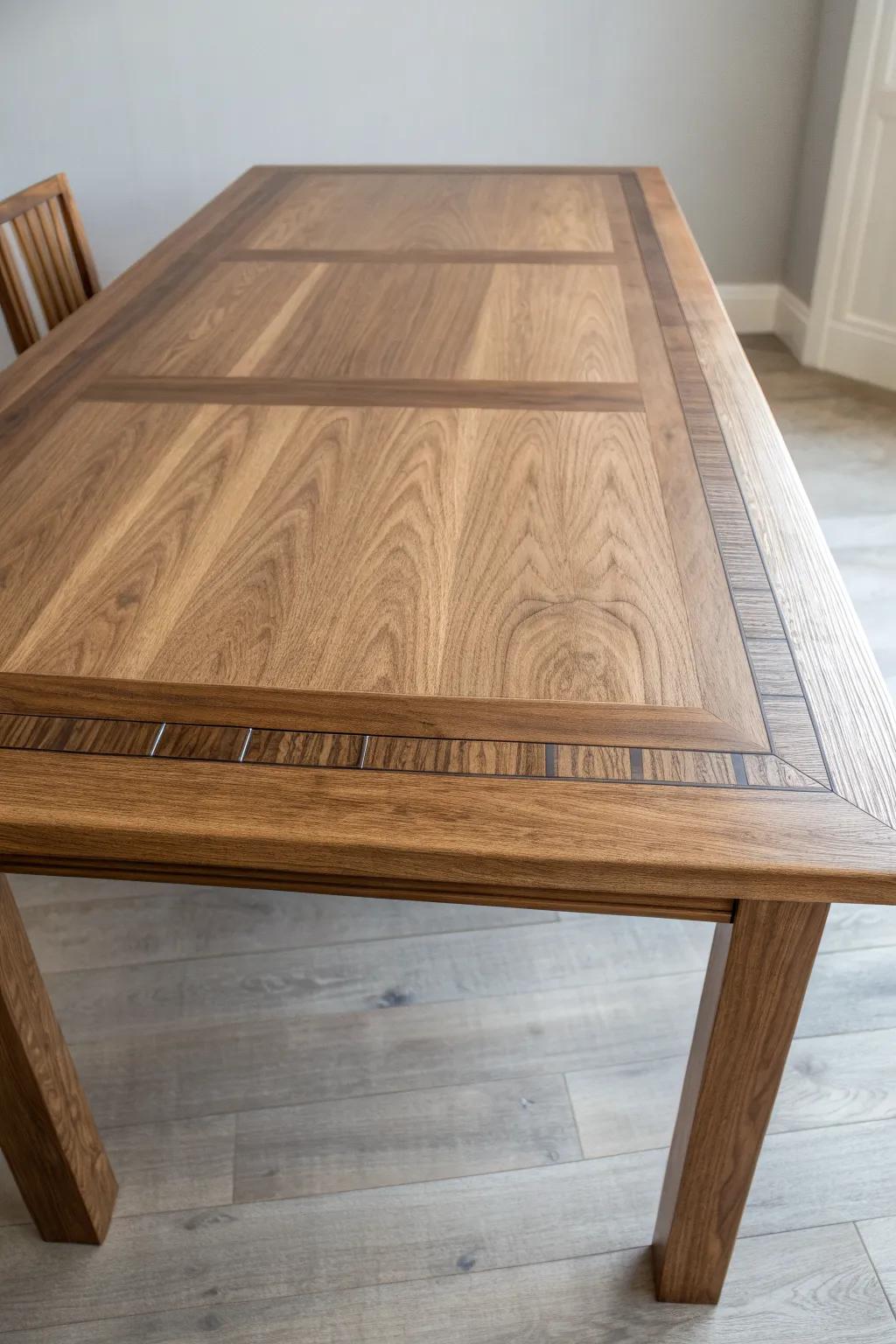 Interlaced knot border inlay that turns a simple tabletop into heirloom Scandinavian craft.