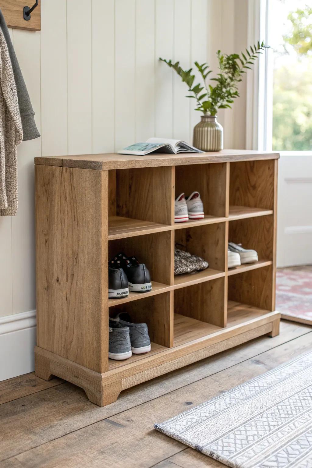 Simple DIY shoe cubbies from scrap wood—keep pairs visible and make your wardrobe feel bigger.