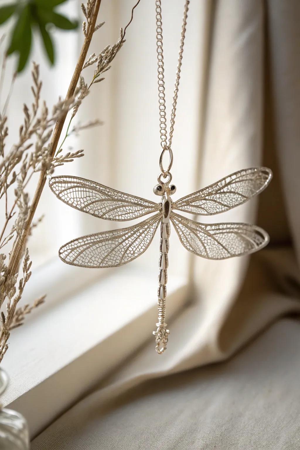Embrace whimsy with this beautifully crafted dragonfly pendant, where minimalism meets boho charm.