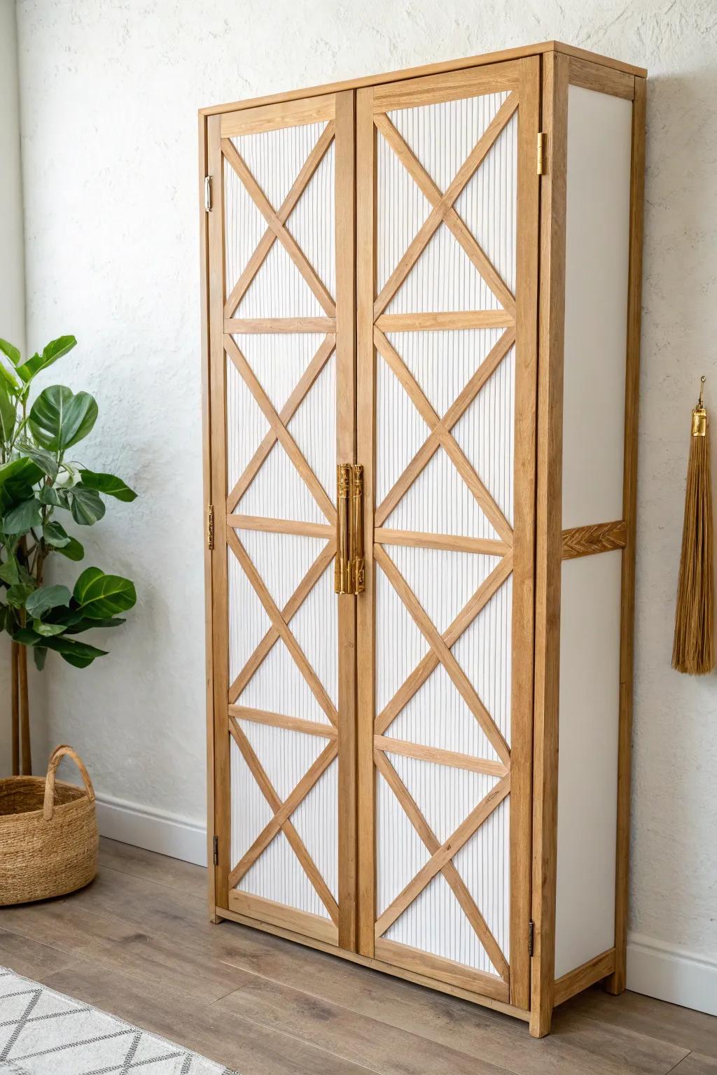 Turn plain accordion doors into wow-worthy statement pieces with a simple lattice overlay.