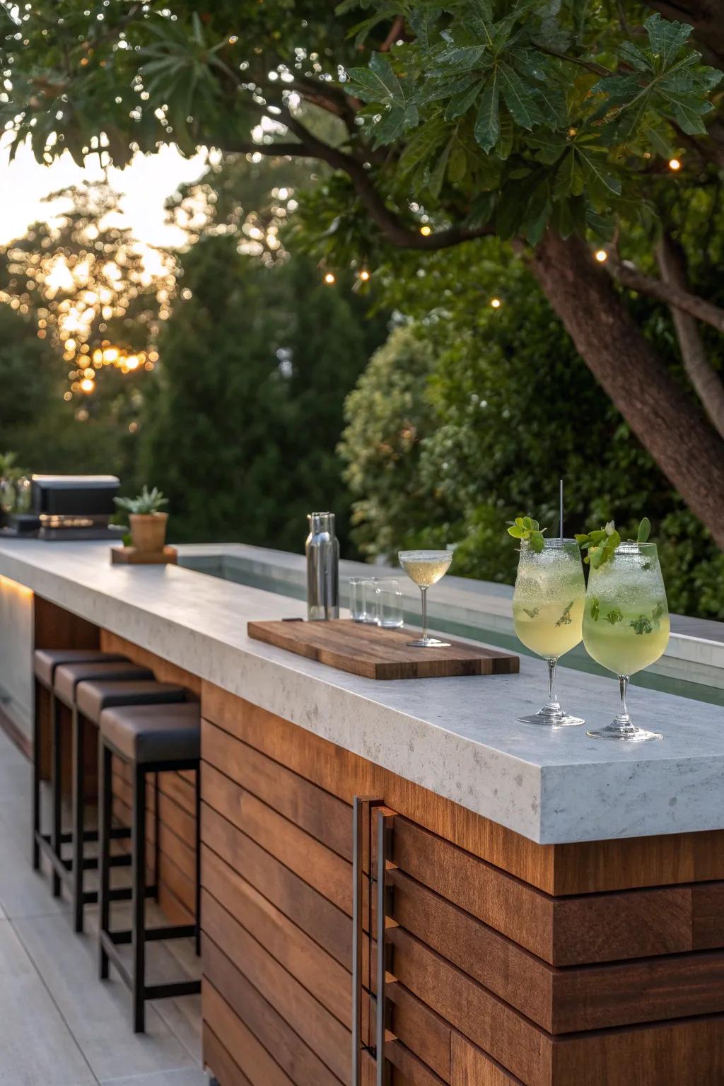 Elevate your outdoor space with a handcrafted bar ledge—perfect for stylish summer gatherings.
