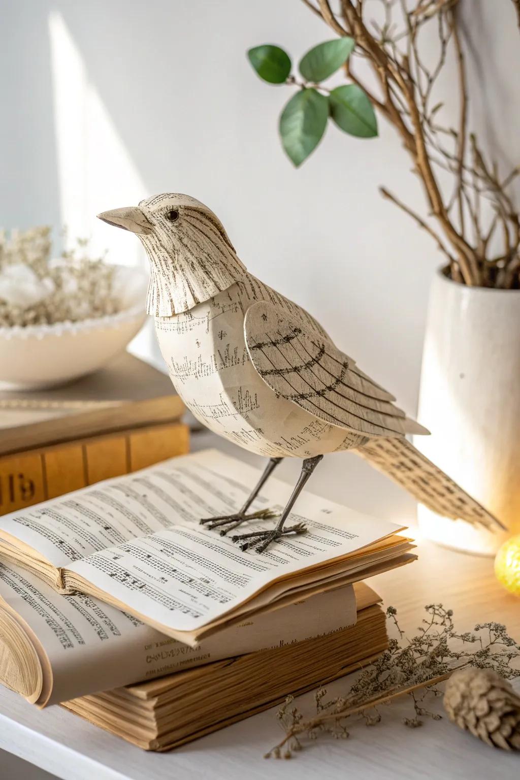 Timeless elegance meets artisanal craft with this vintage-inspired bird collage.