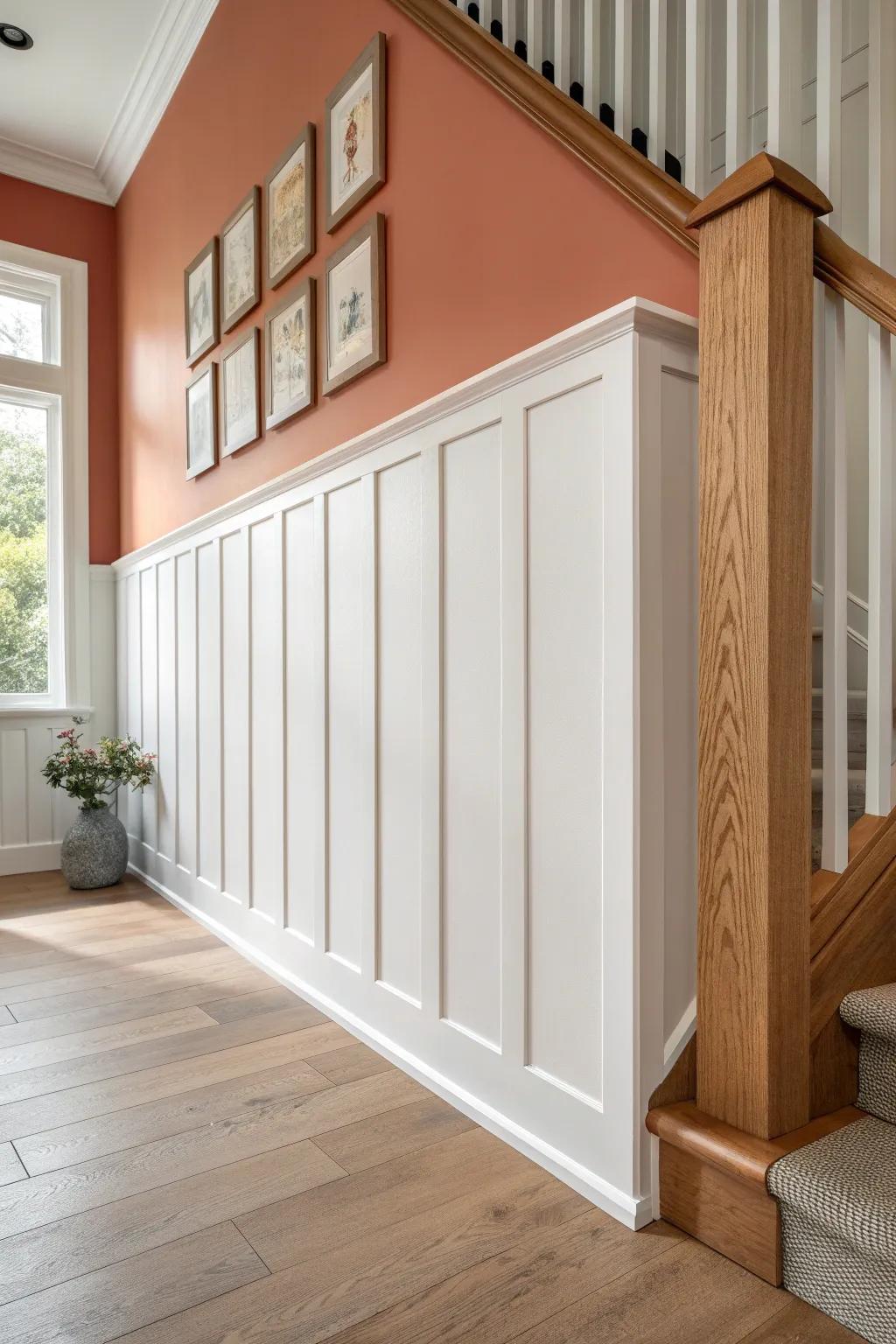 Extra-tall board & batten up to a plate rail for a taller, more finished look.