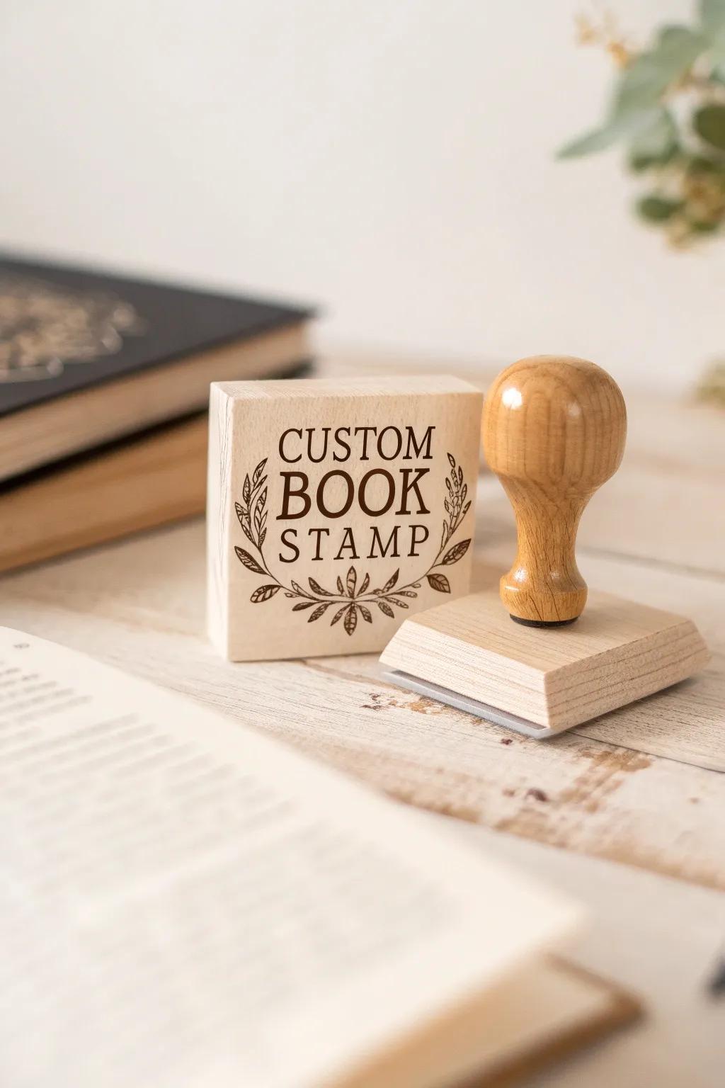 Elevate your library with a custom book stamp that speaks your style through artistic fonts.