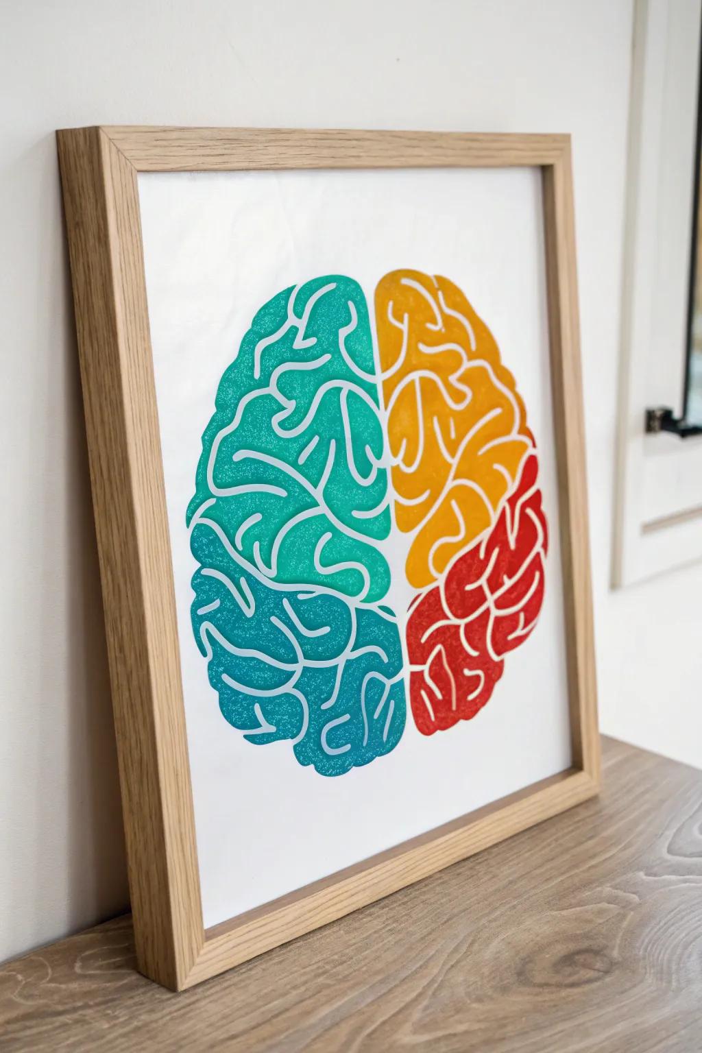 Bring a splash of science-inspired elegance to your space with this vibrant brain-themed artwork. Perfect for the modern, minimalist home.