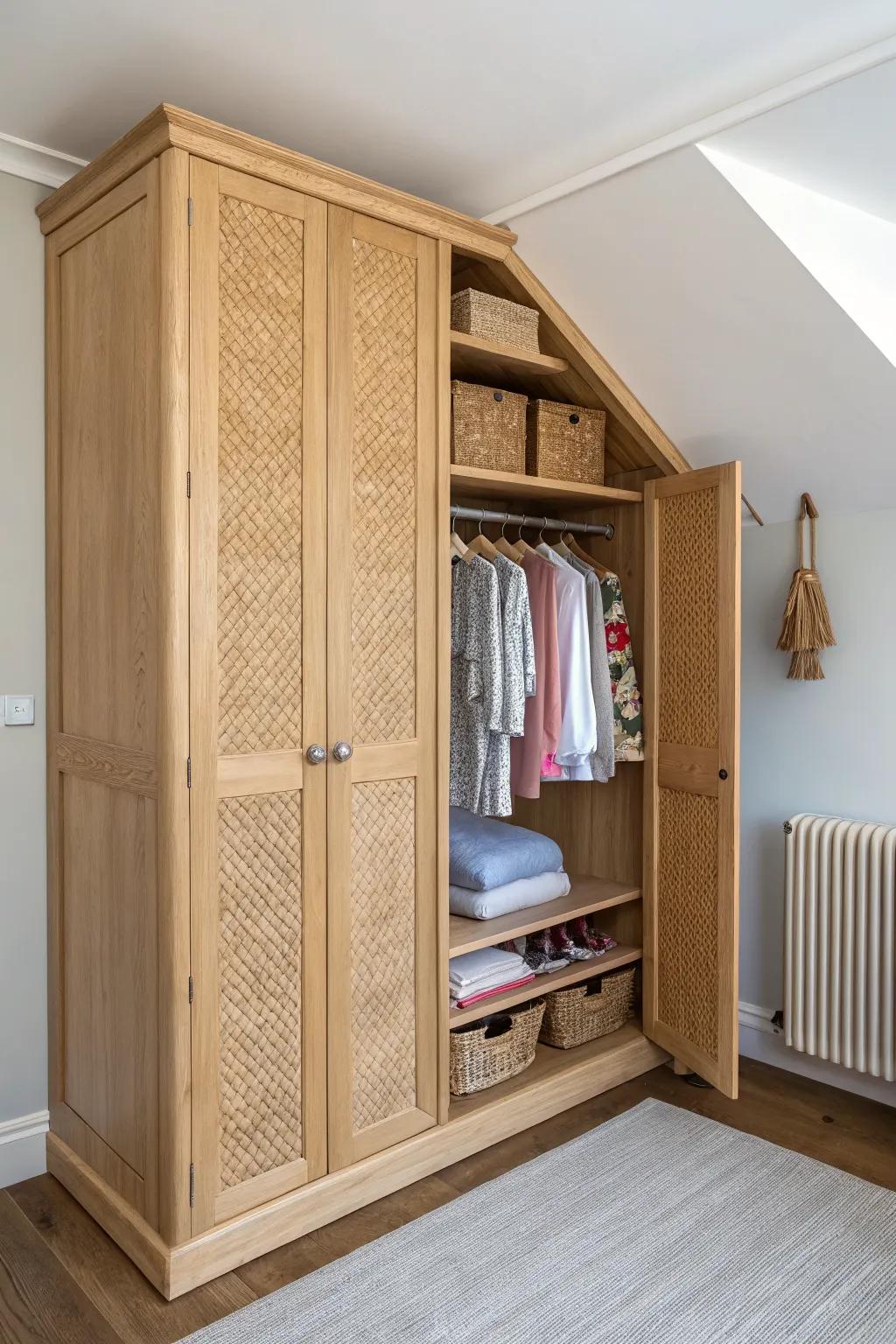 Corner wrap fitted wardrobe: shelves + hanging space that turns unused corners into storage.