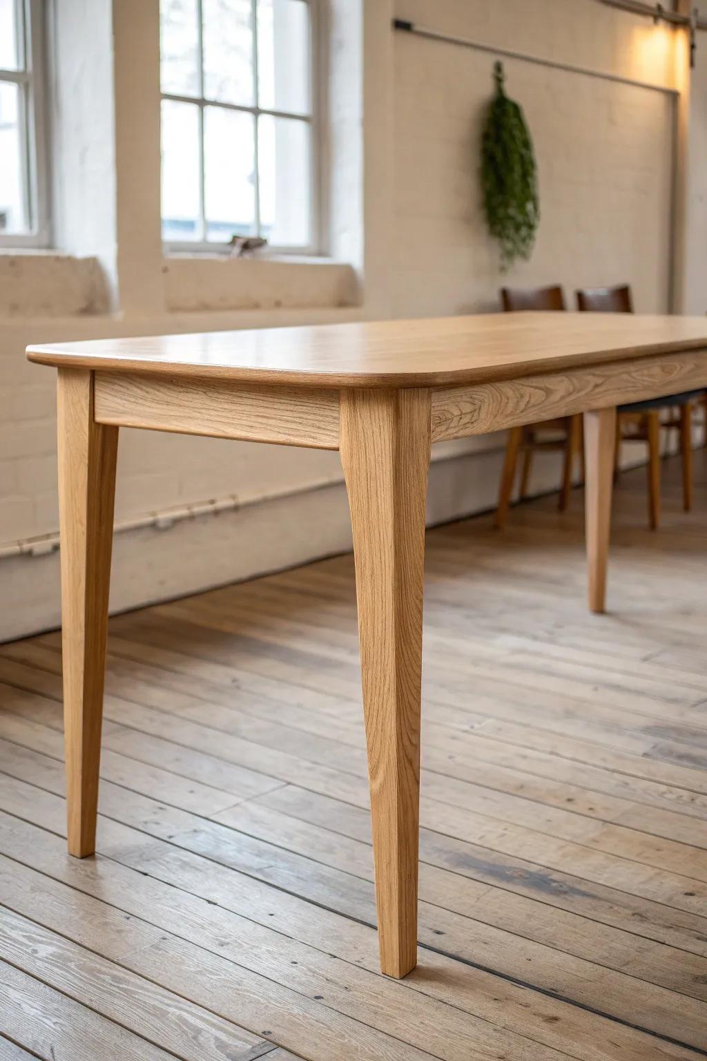 Perimeter table placement frees a calm, open center zone for circle time and builds.