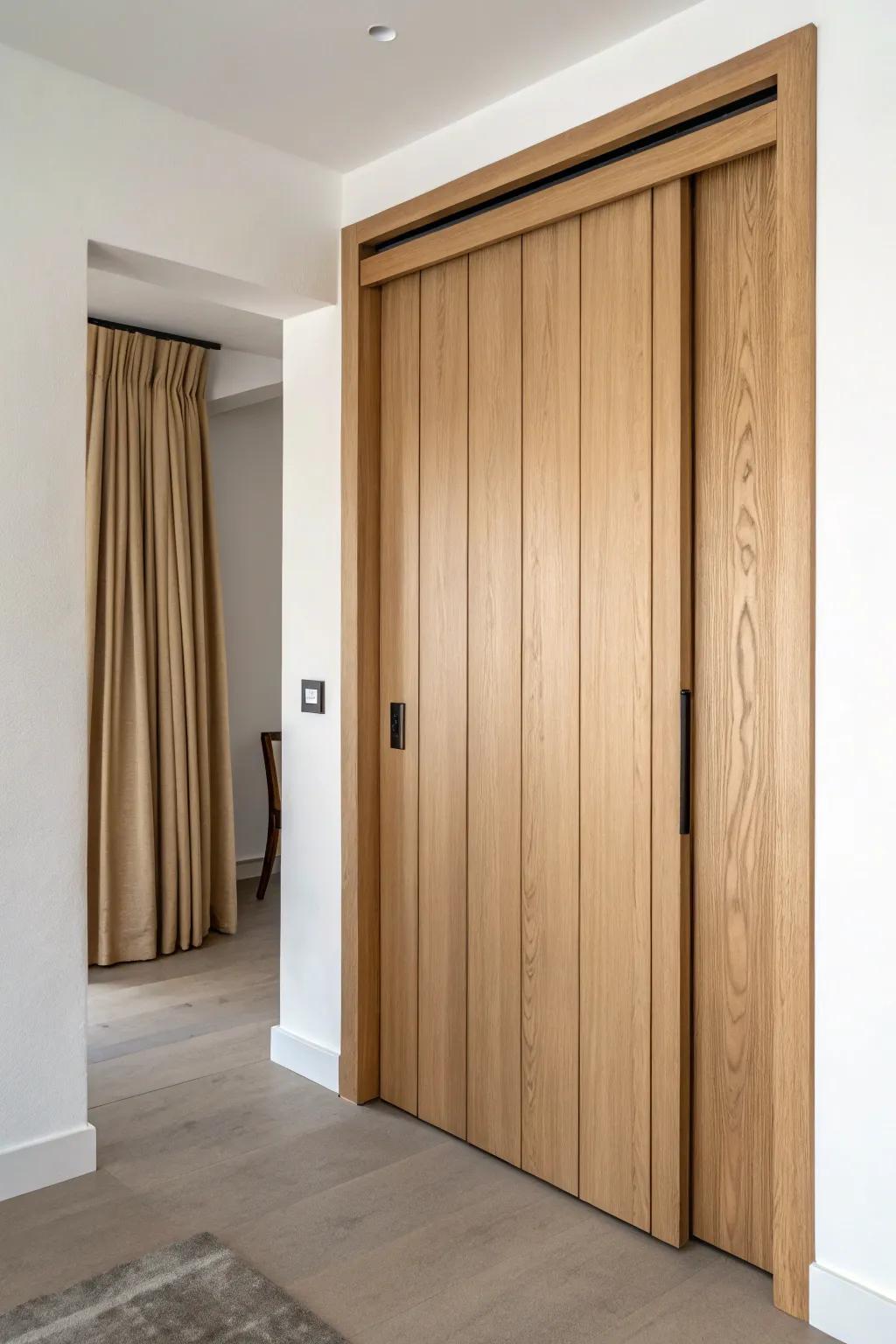 Pocket door magic: a sleek oak slide-away upgrade that frees space and looks stunning.