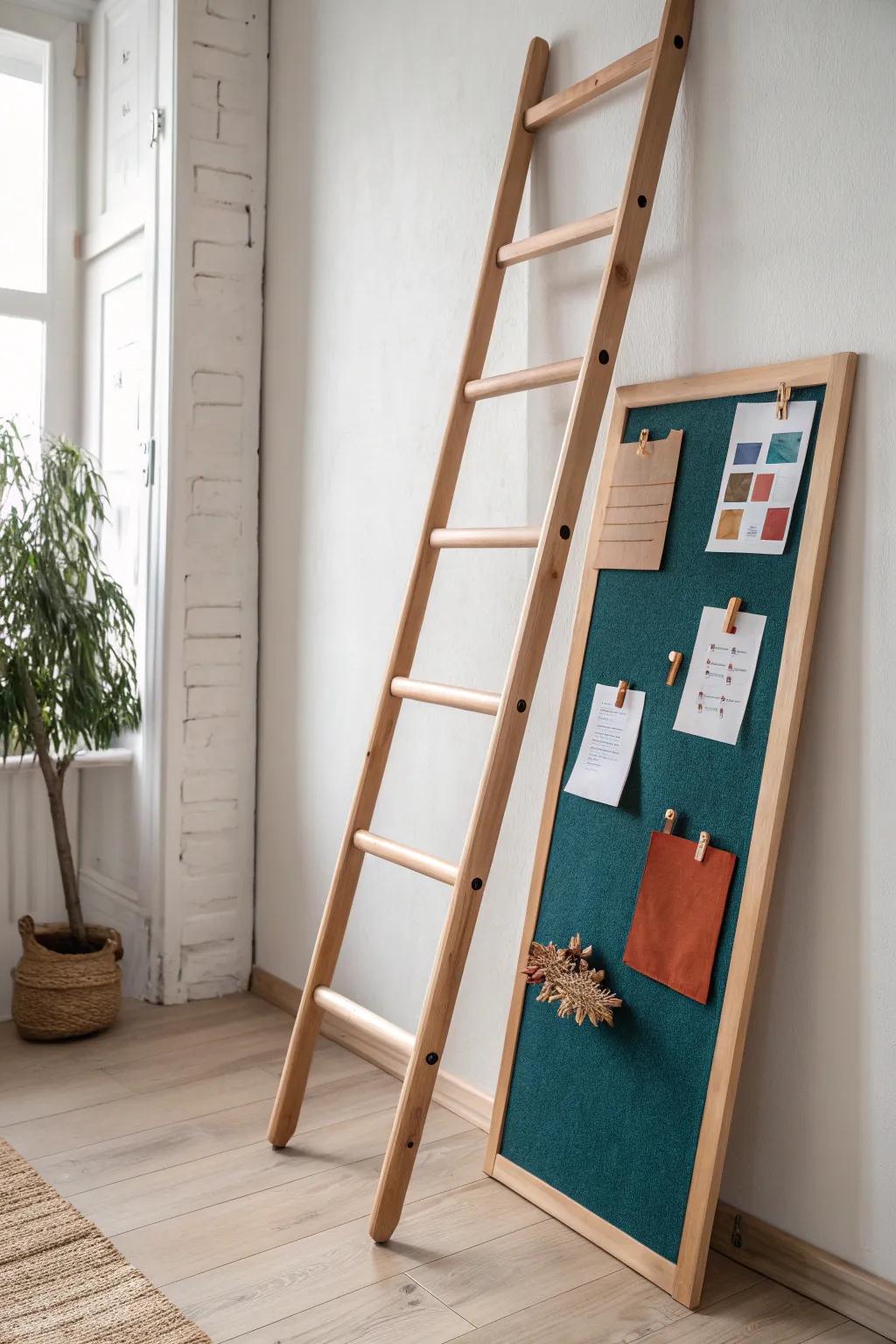 Embrace courage through simplicity and symbolism with a beautifully crafted ladder on your bulletin board.