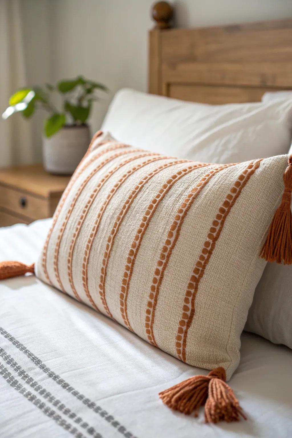 One textured lumbar pillow adds instant cozy—plush, simple, and perfectly Scandinavian.