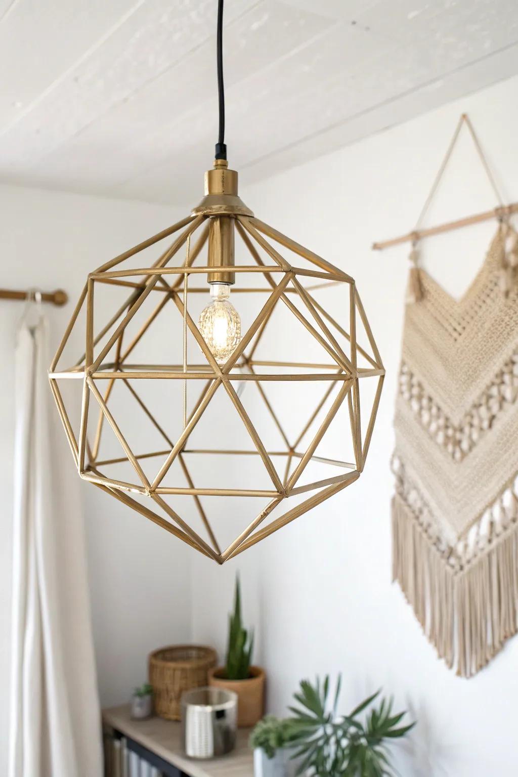 Illuminate your space with this stunning geometric brass pendant, where minimalism meets bold craftsmanship.
