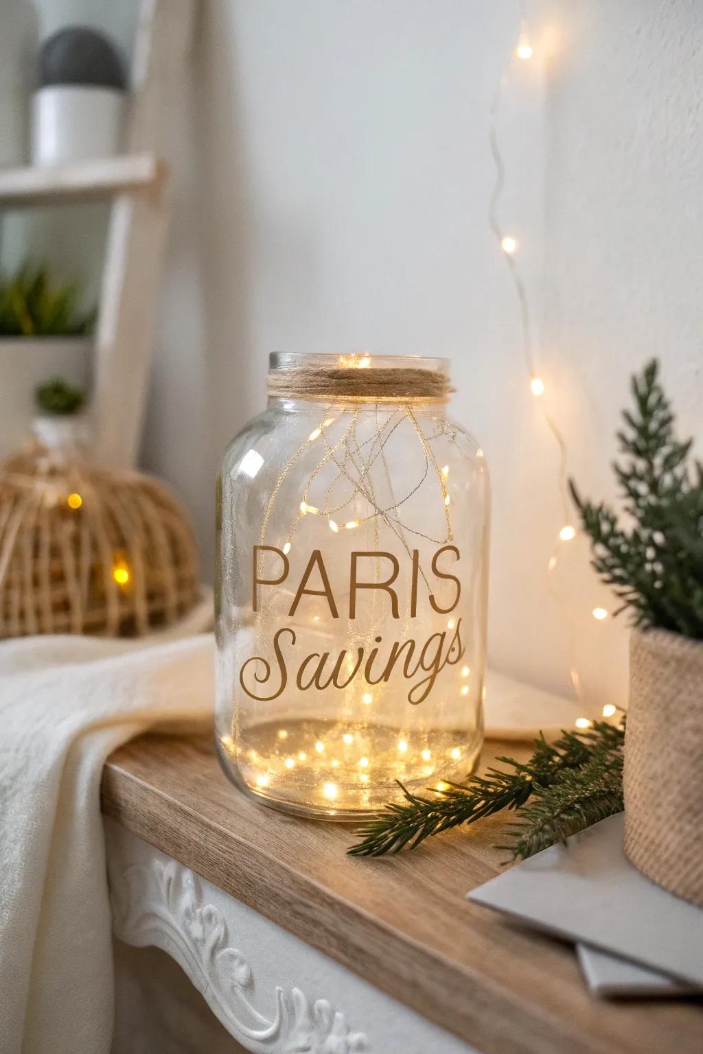 Dream of Paris with every coin: A chic and inspiring tip jar idea for your adventures.