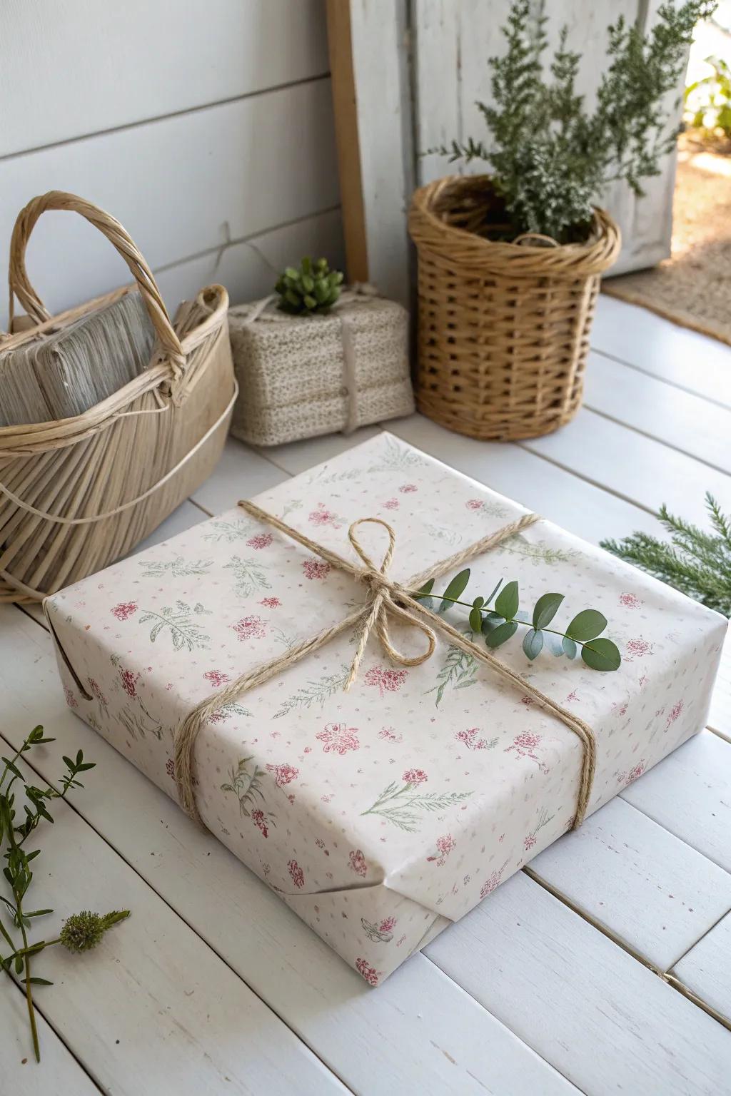 Wrap with love and sustainability using vintage sheets for a charming and eco-friendly gift presentation.