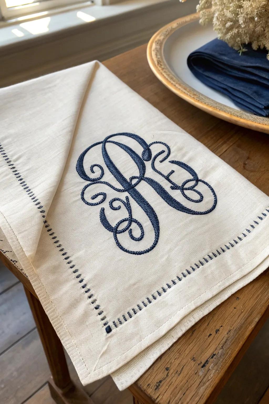 Stitch your story with bespoke monogram magic. ✨ #EmbroideryArt #MonogramMagic