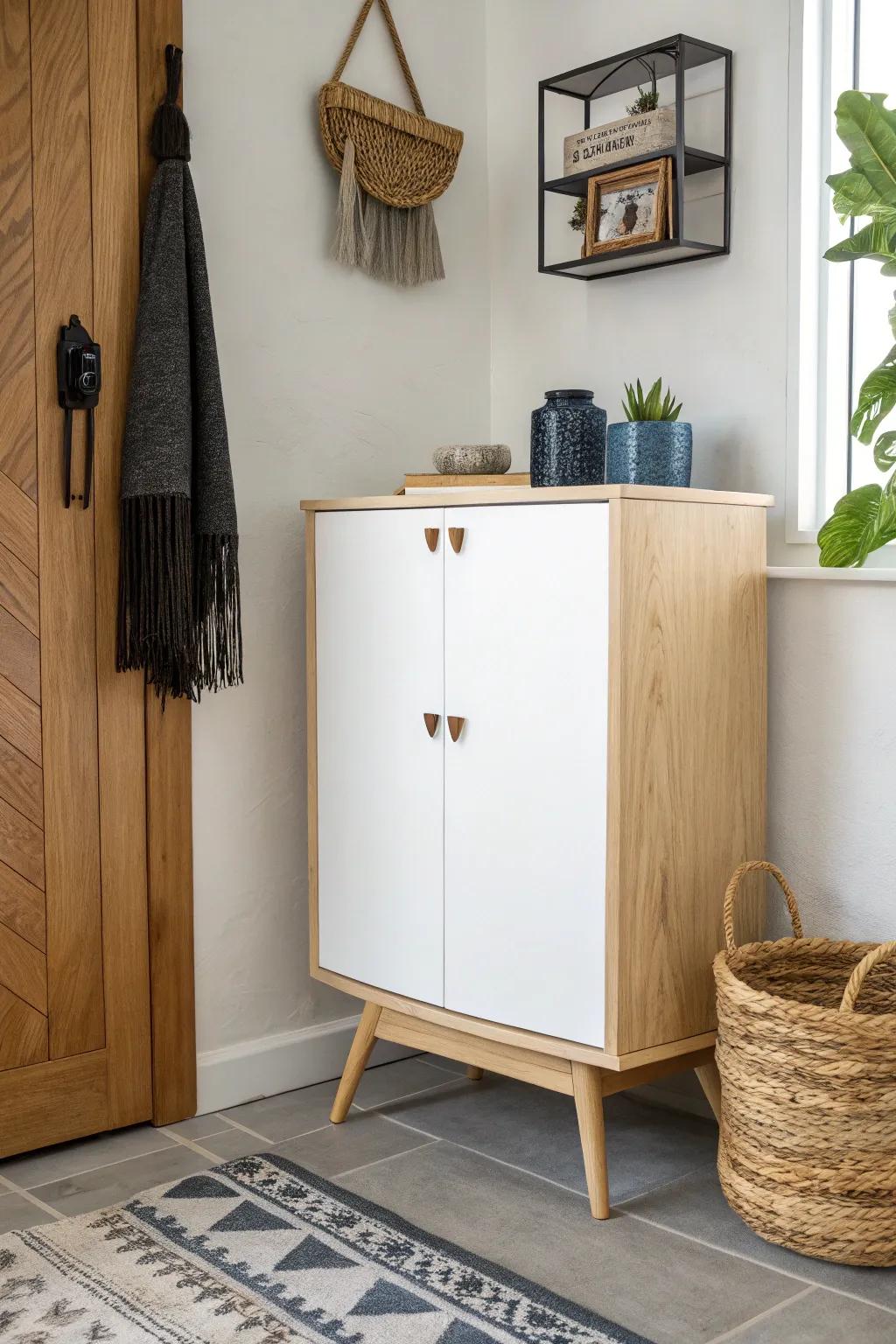 Turn tight corners into beautiful storage with a handcrafted, space-saving entryway cabinet.