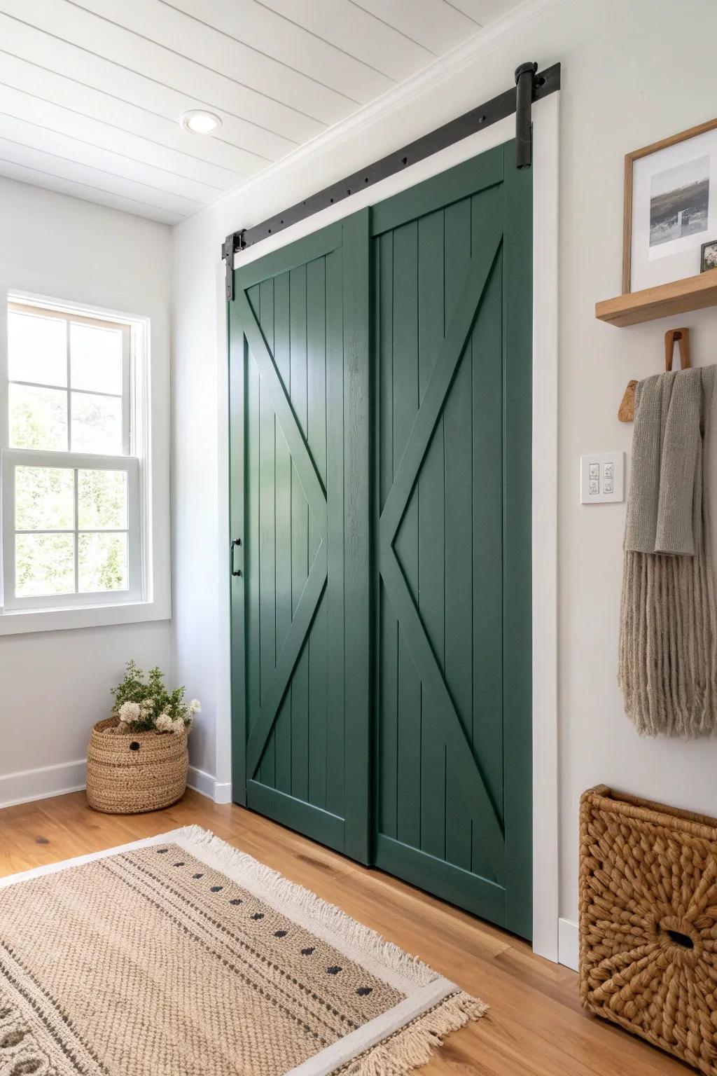 Beadboard skin + fresh paint turns a dated closet door into a chic farmhouse statement.
