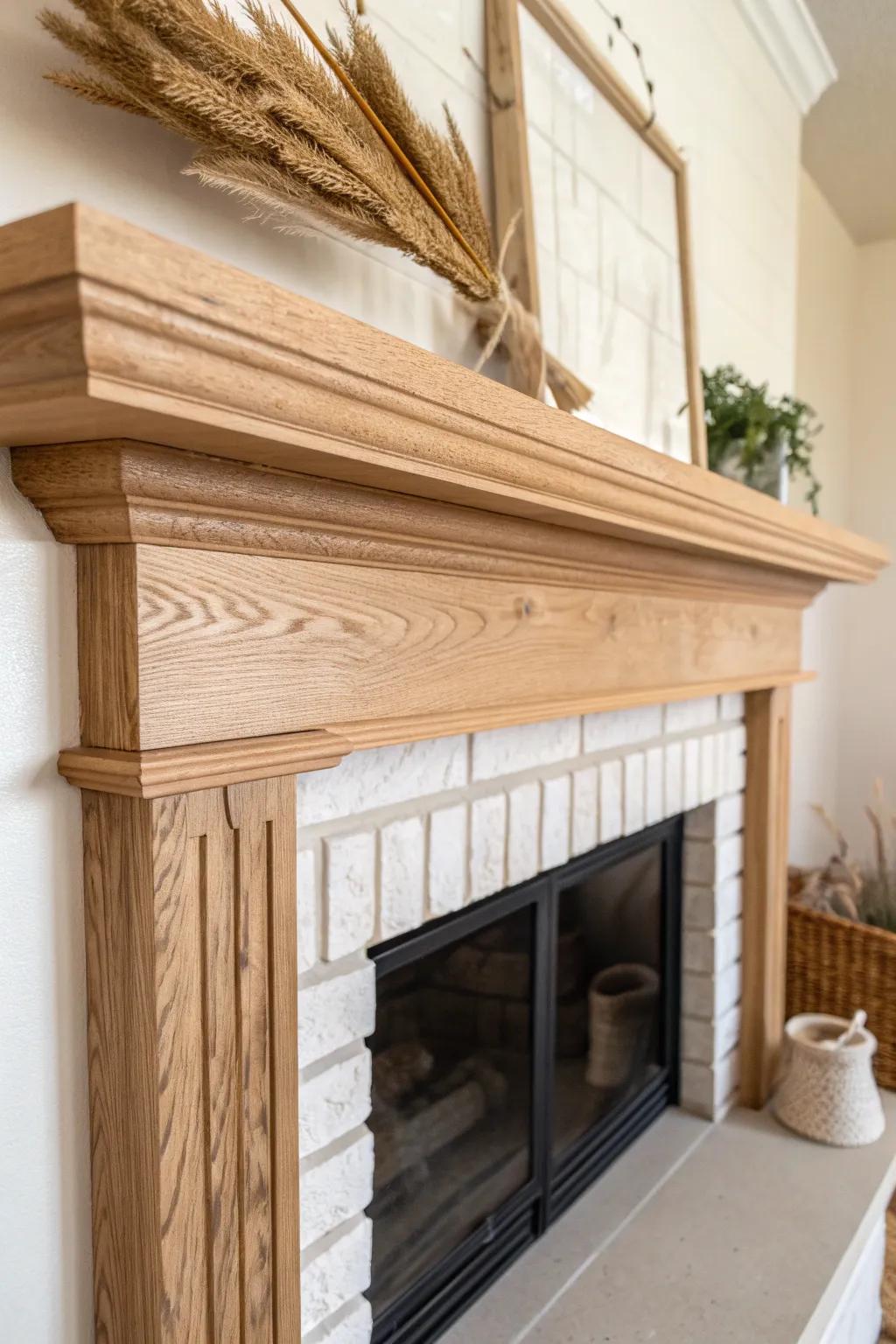 Layered trim instantly turns a plain mantel into a custom, old-home statement piece.