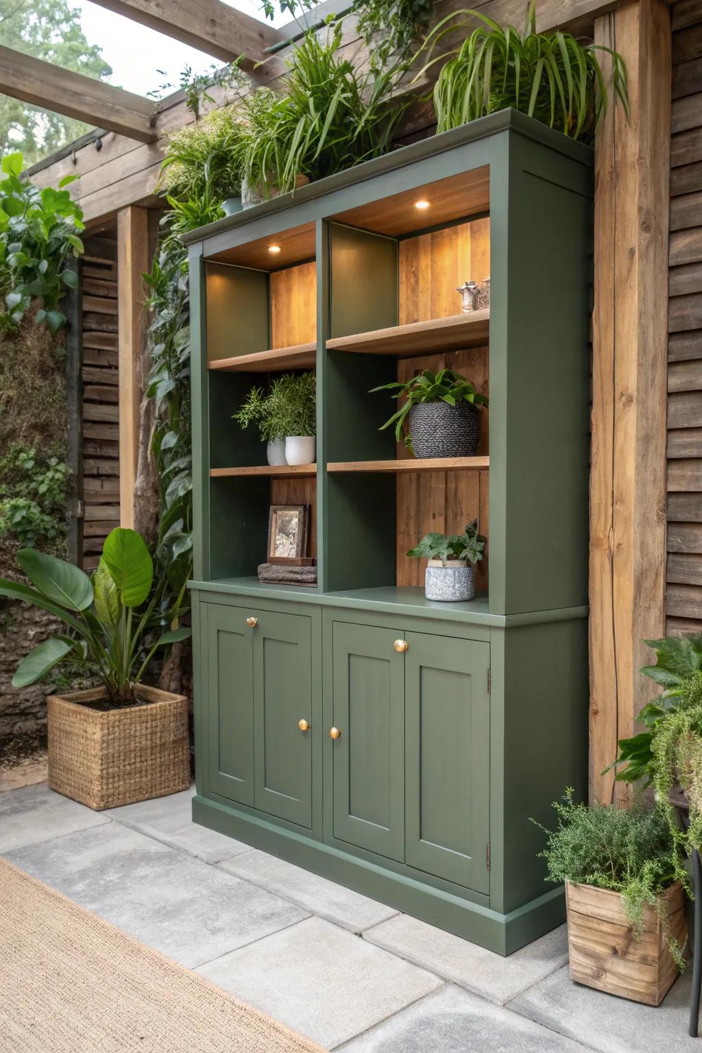 Transform your space with a touch of nature: a sage green Kallax for the ultimate blend of craftsmanship and calm.