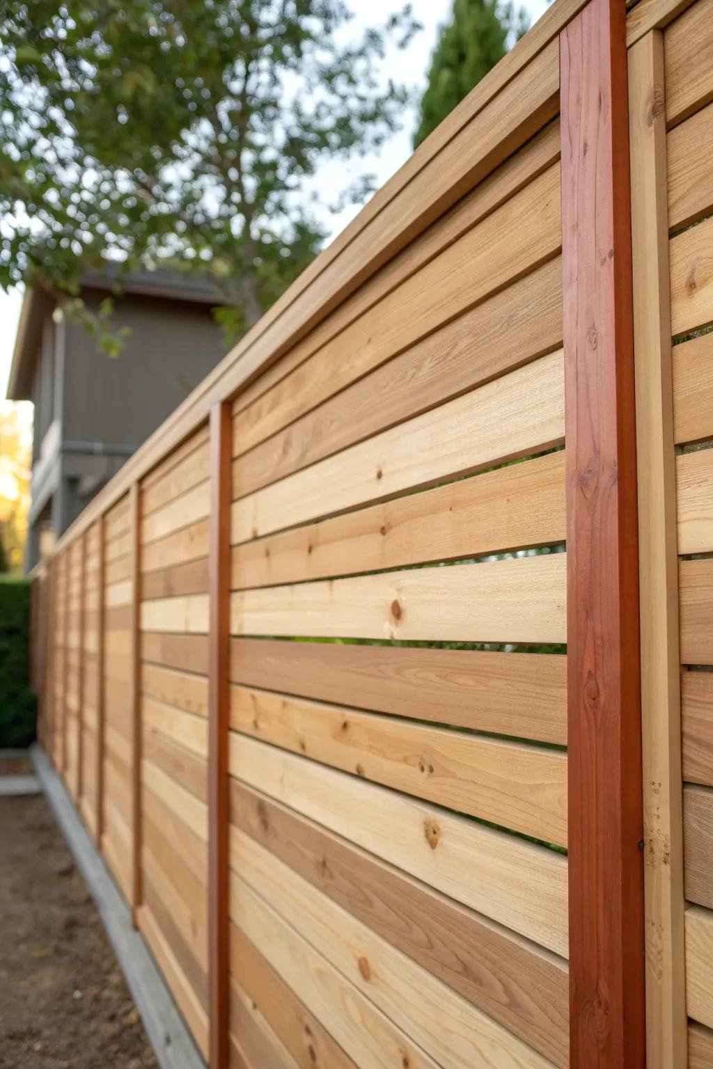 Budget 8-ft privacy fence: horizontal pickets with crisp reveals for a clean, modern look.
