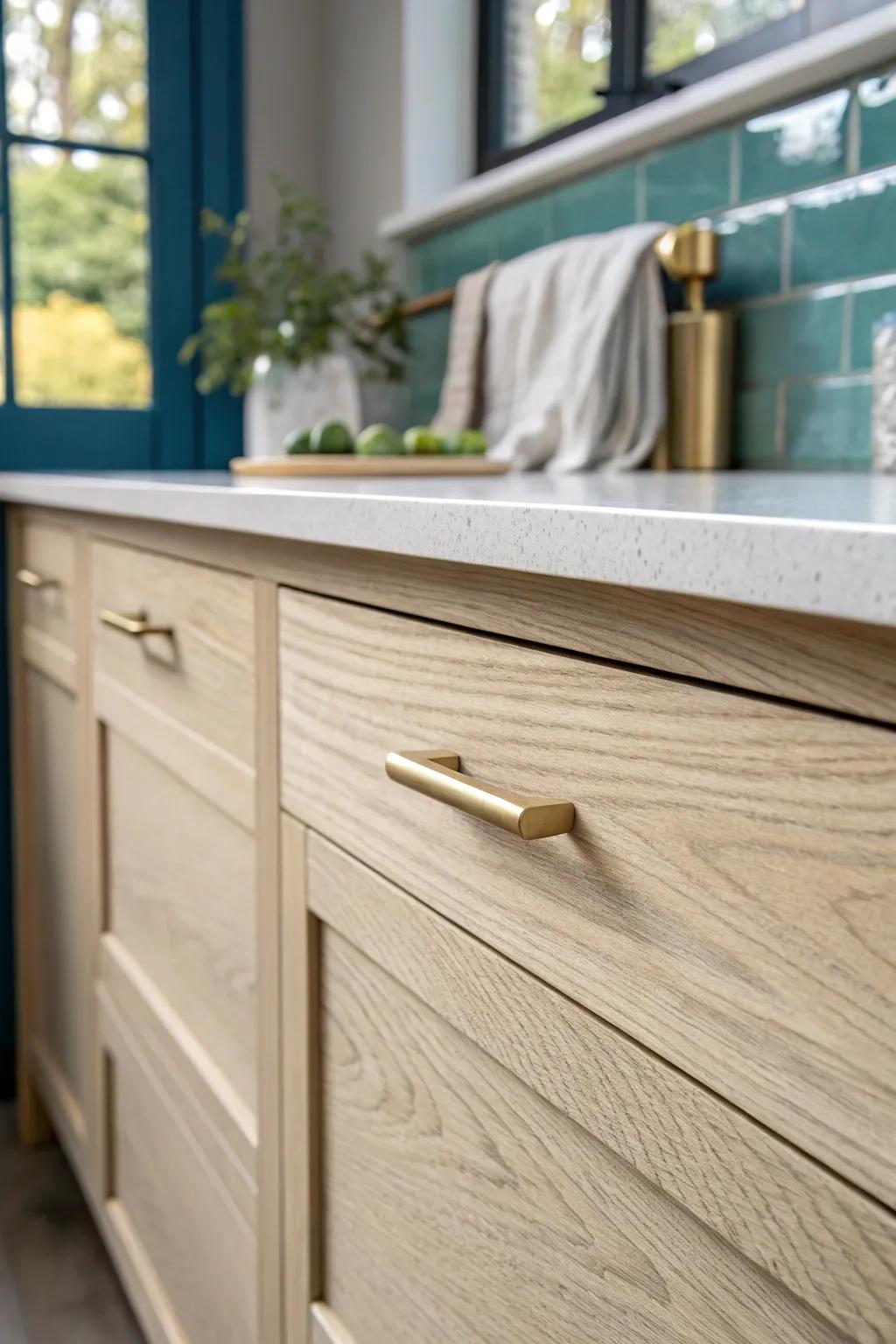 Short pulls keep narrow rails balanced—small detail, big upgrade for refined cabinetry.