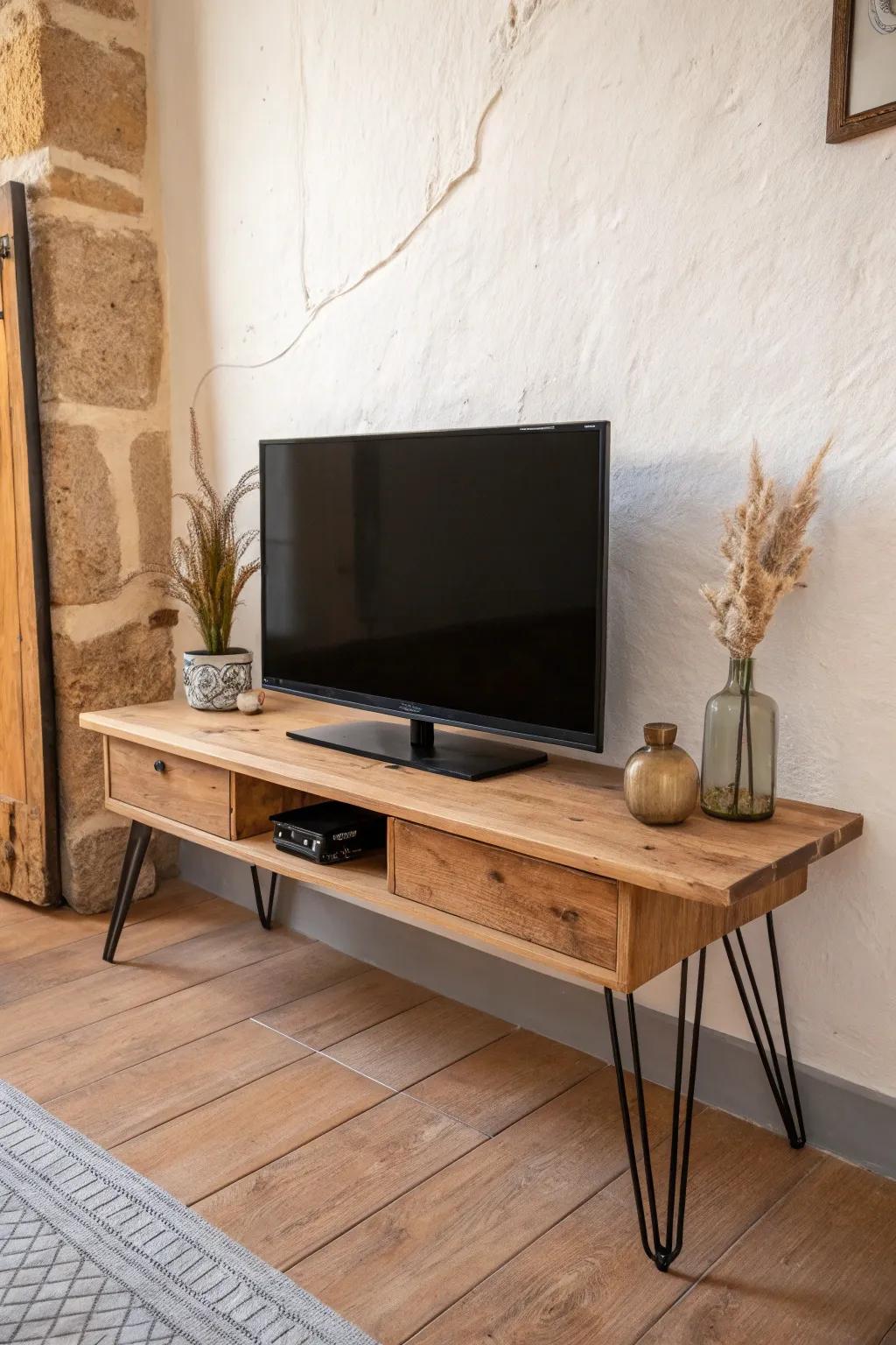 Airy hairpin legs + a thick wood top—minimal, sturdy, and beautifully open.