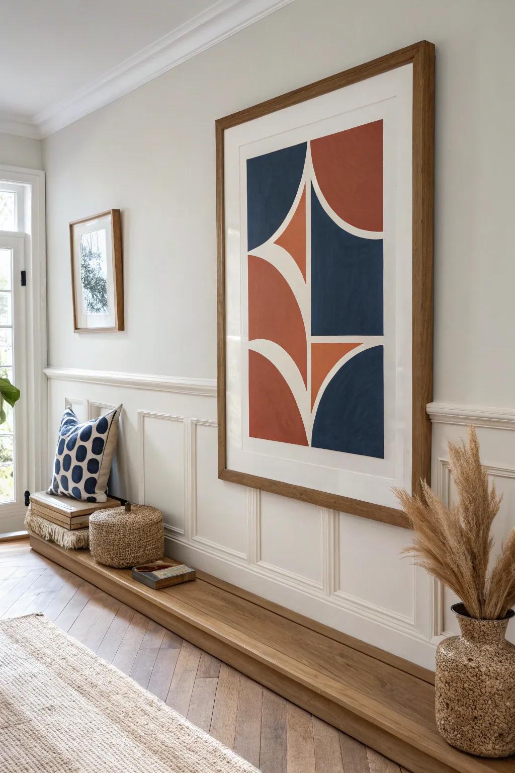 An oversized single molding frame that feels modern—just lean bold art inside for effortless style.