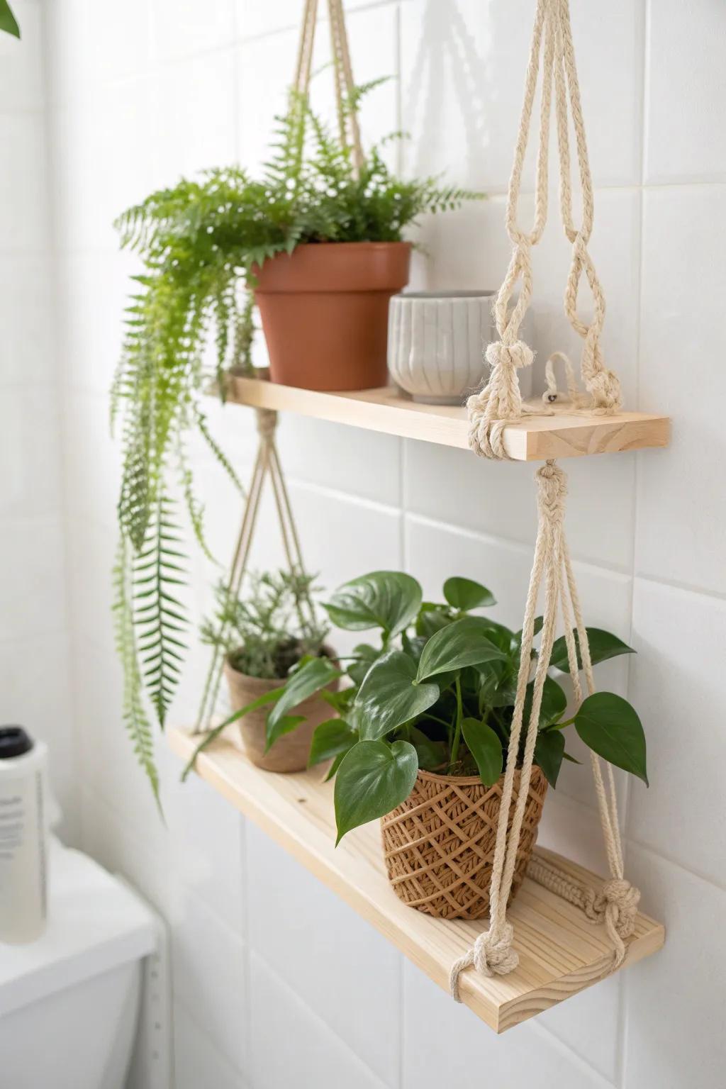 Humidity-loving greens on a handcrafted oak shelf—lush, calm, and greenhouse-fresh.