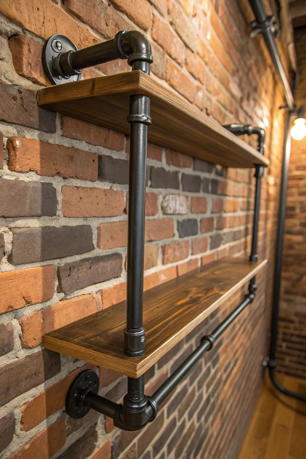 Experience the art of illusion with this stunning floating pipe shelf.