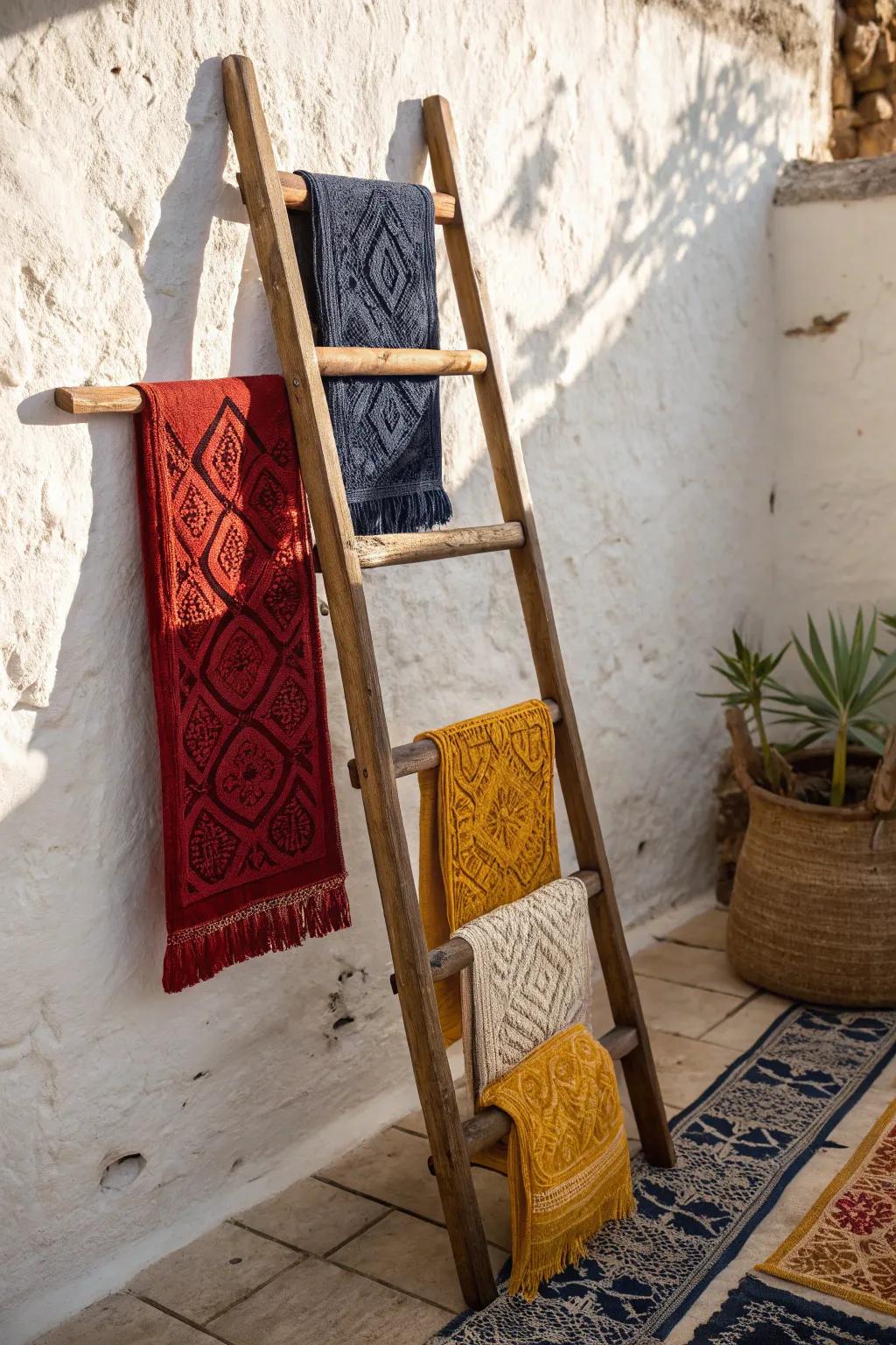 Elevate your placemat collection with a vintage ladder display—where nostalgia meets minimalist elegance.