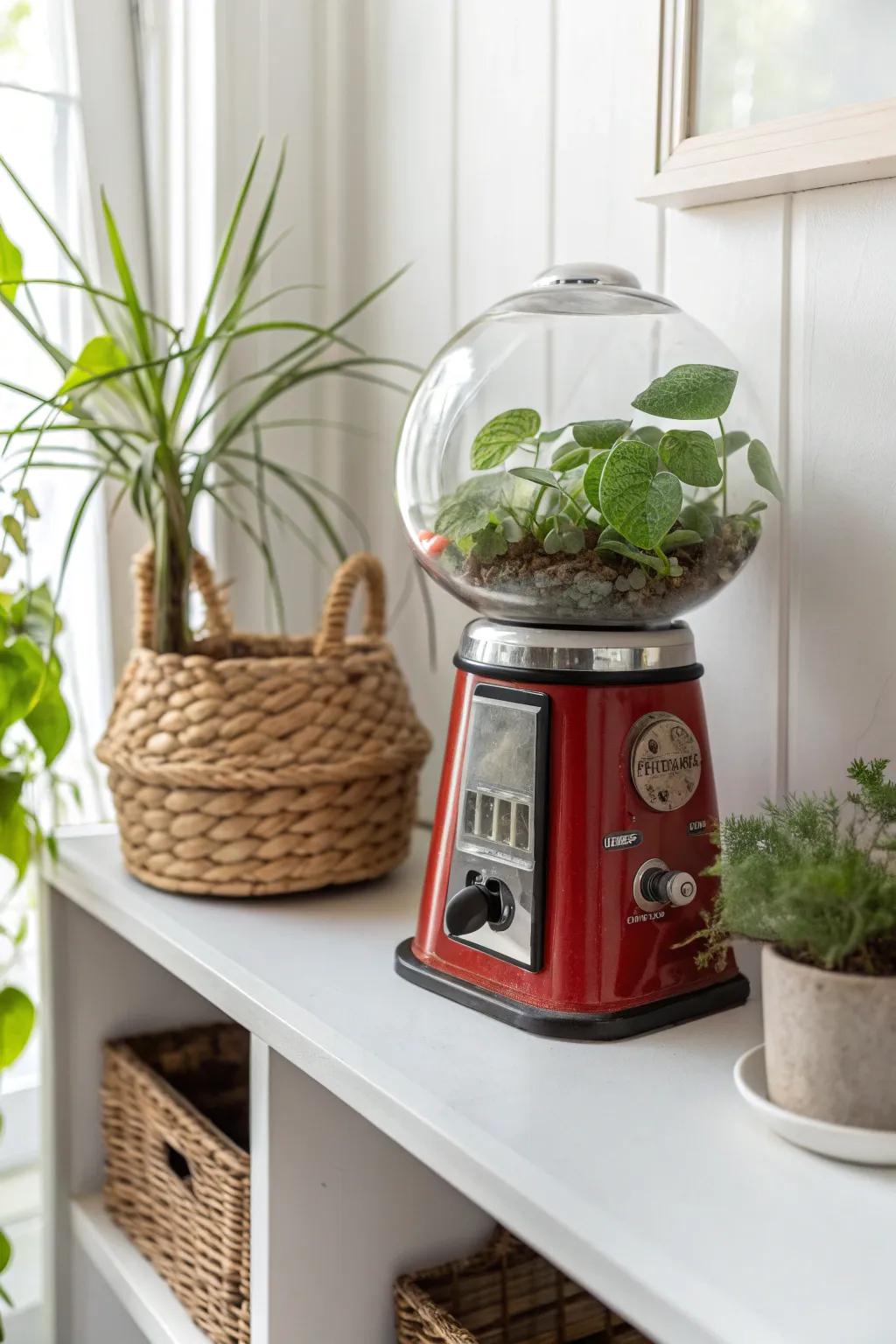 Transform nostalgia into nature with a bubblegum machine propagation station! 🌿✨