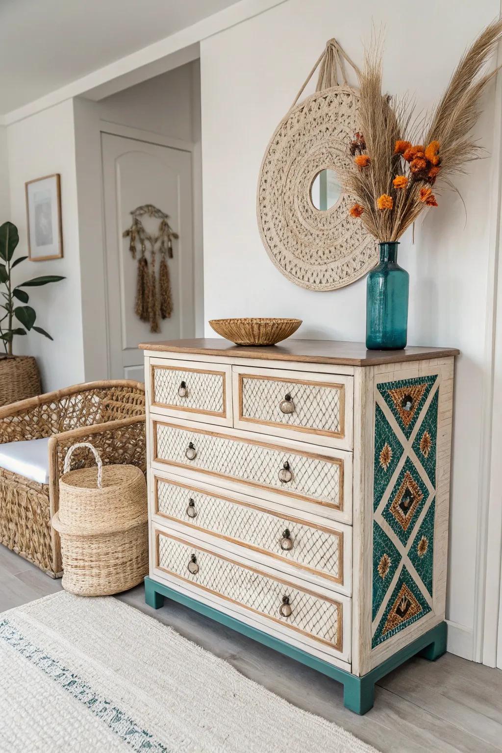 Embrace the beauty of imperfections with a distressed wicker dresser makeover, blending timeless charm with bold Scandinavian minimalism.