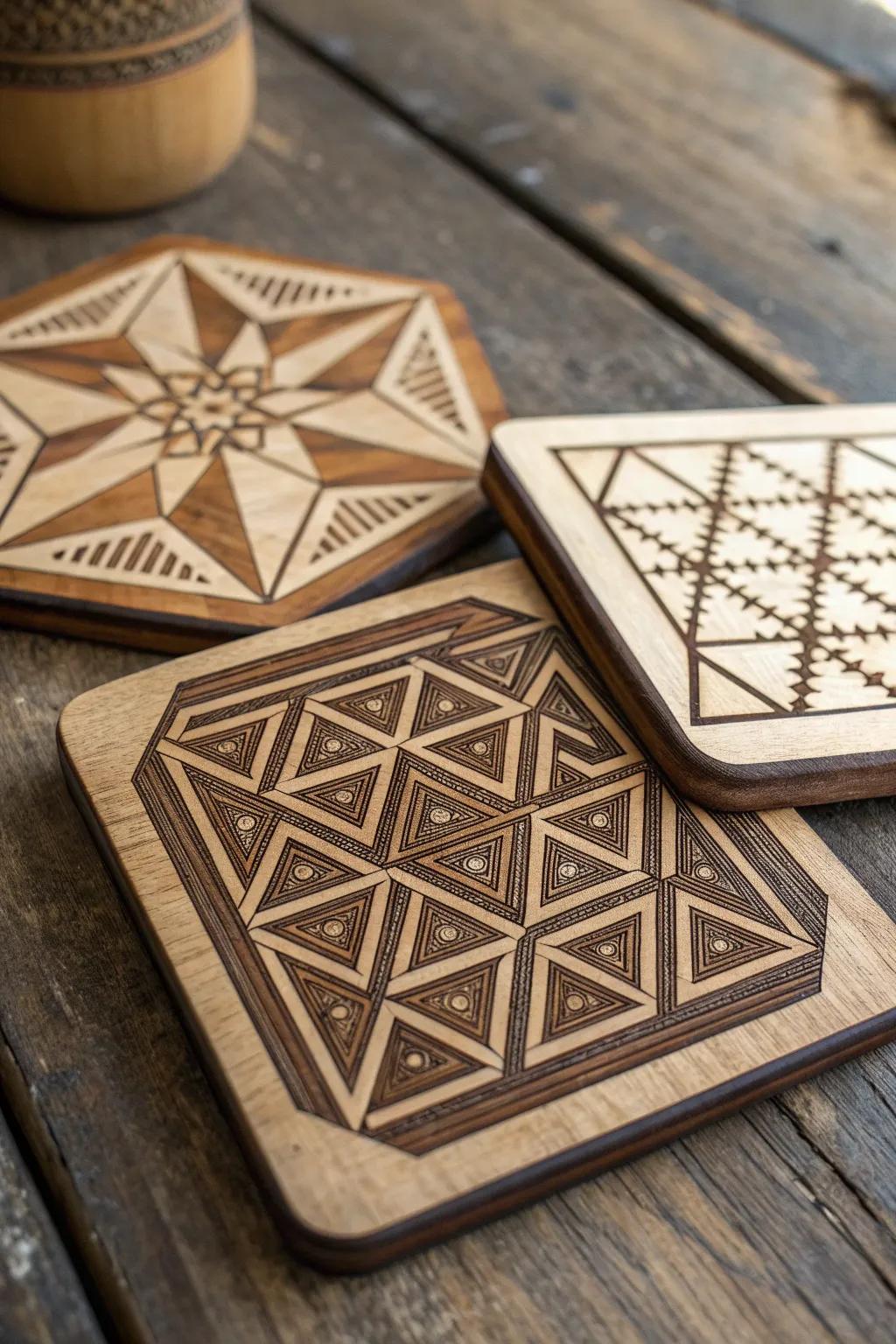 Elevate your coffee table aesthetics with handcrafted geometric stencils.