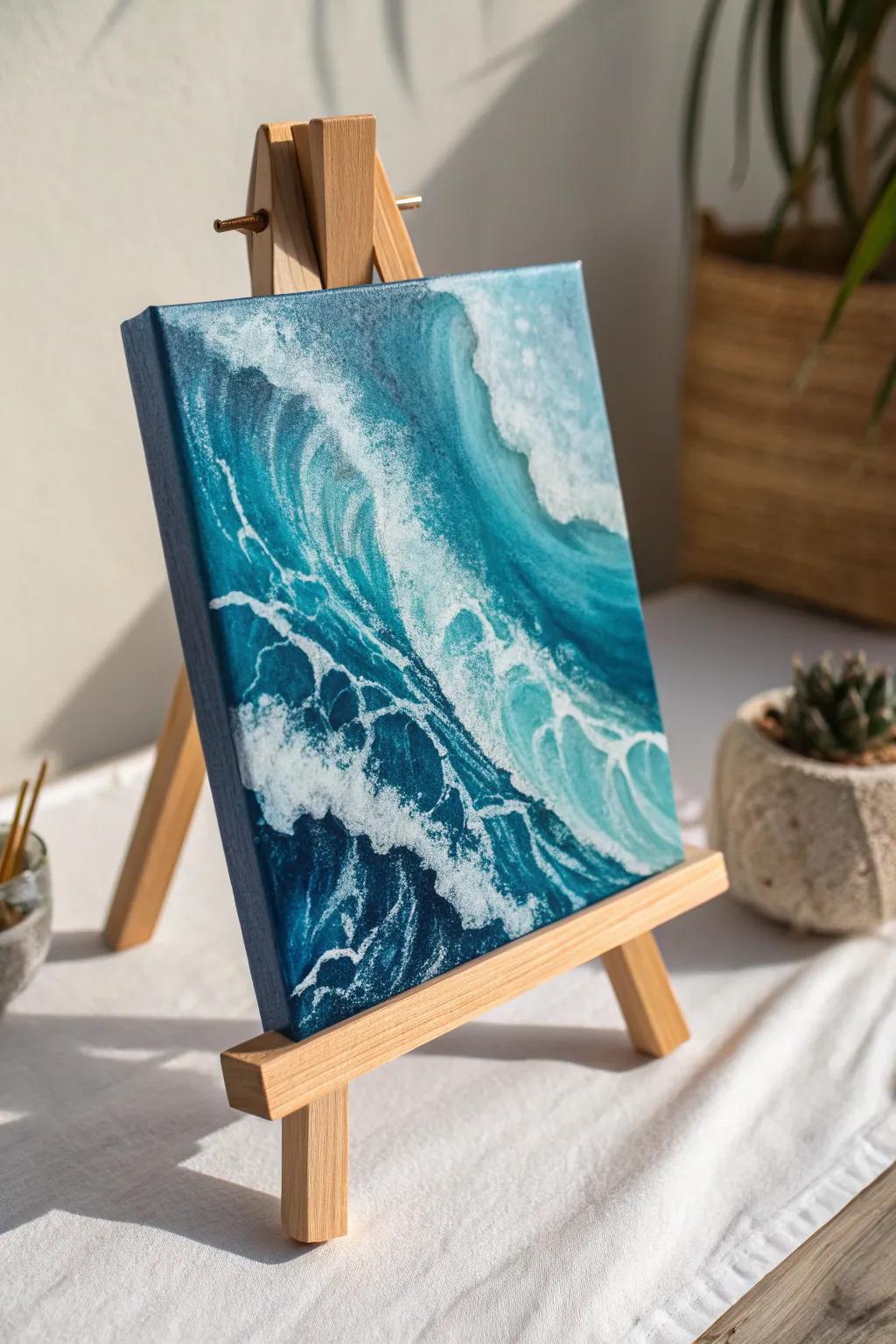Immerse yourself in the tranquil beauty of abstract waves. Let the ocean's hues inspire your creativity.