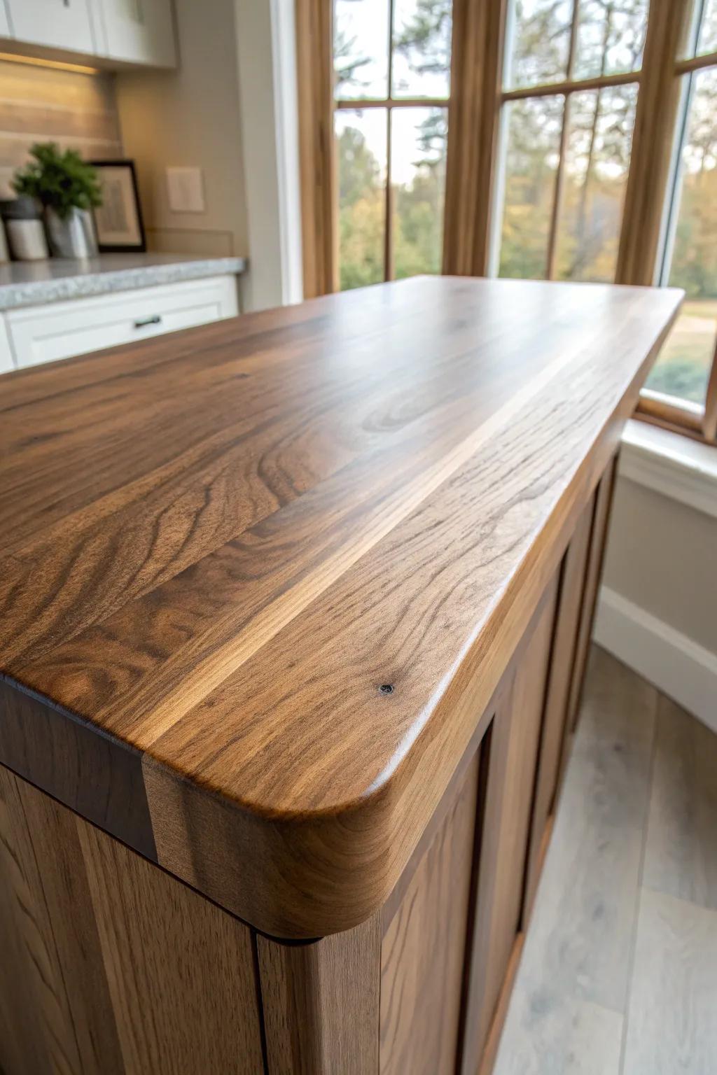 Cove-then-round edge: subtle depth and shadow that makes the wood grain look richer.