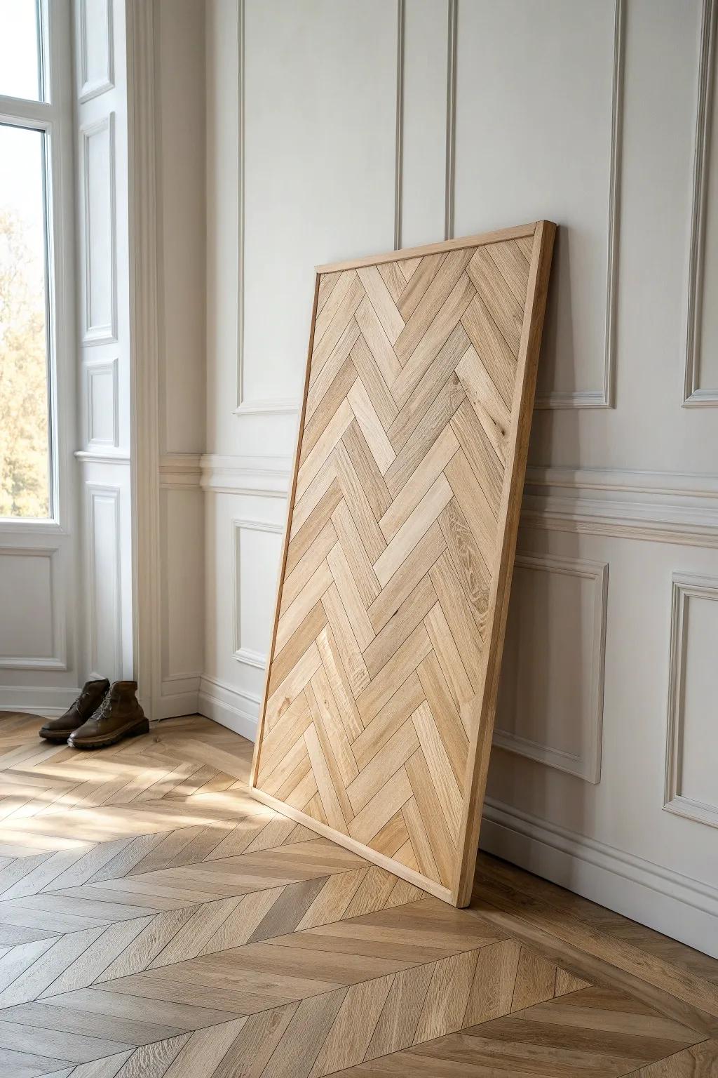 Classic herringbone oak—timeless pattern that makes a barndominium great room feel polished.