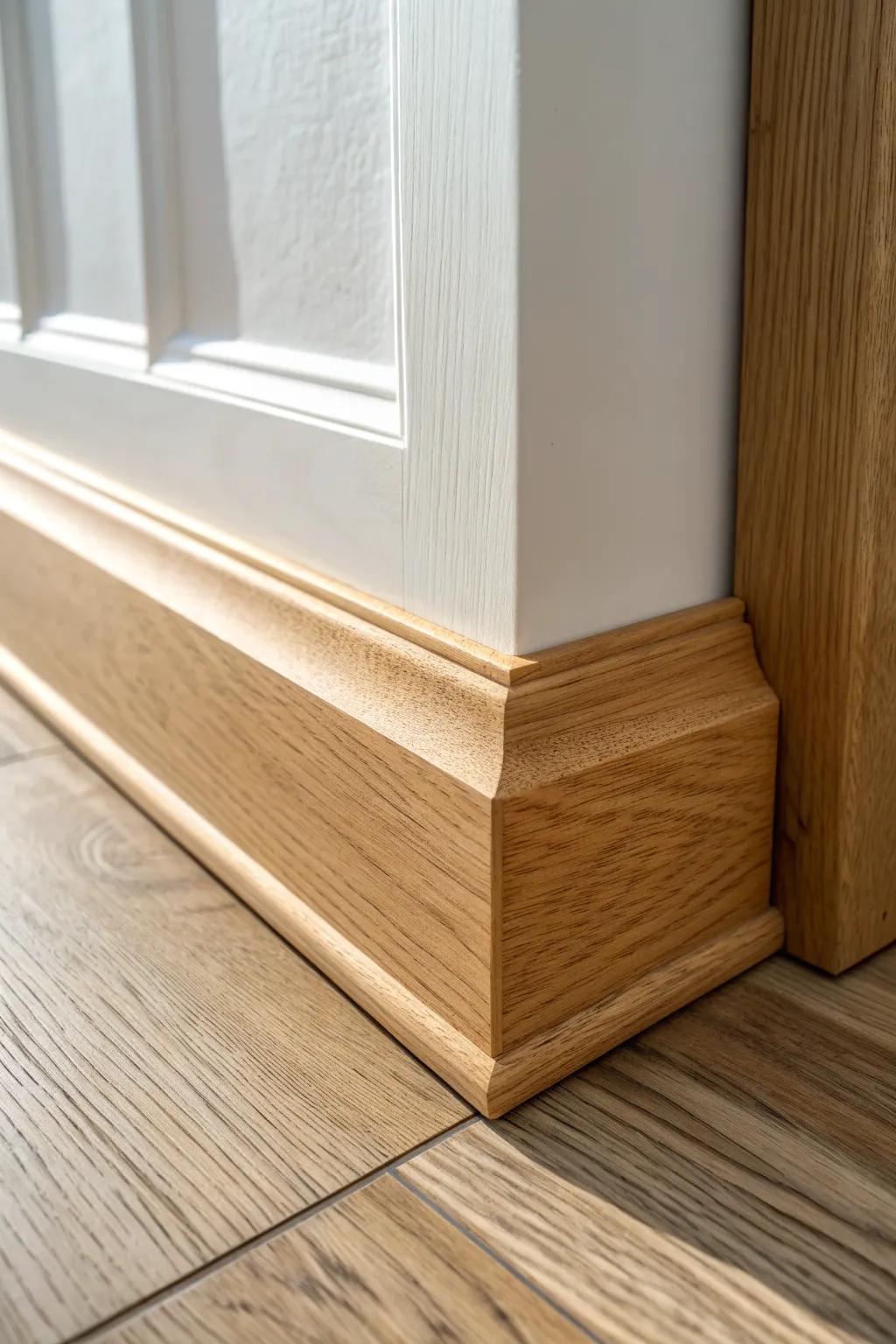 Crisp outside corners: a small transition block makes bullnose walls look perfectly finished.
