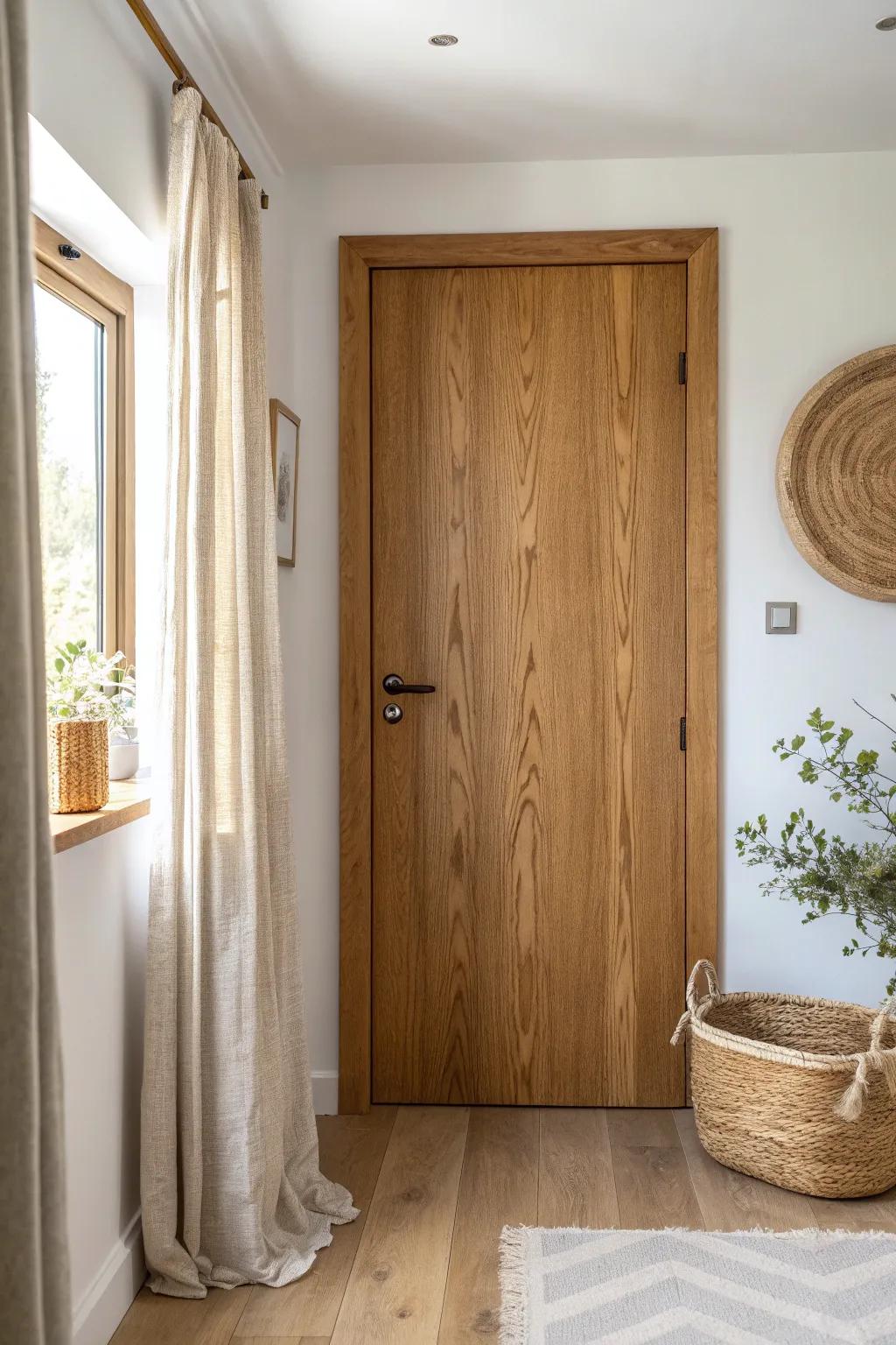 Warm up a plain bedroom door with a chic faux wood stain grain—minimal, cozy, handcrafted.