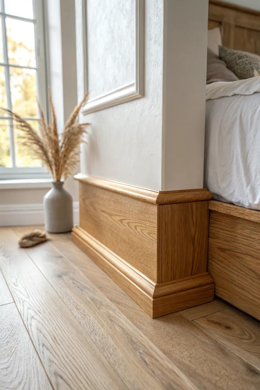 Thicker baseboards add grounded, custom weight—perfect for making older floors feel intentional.