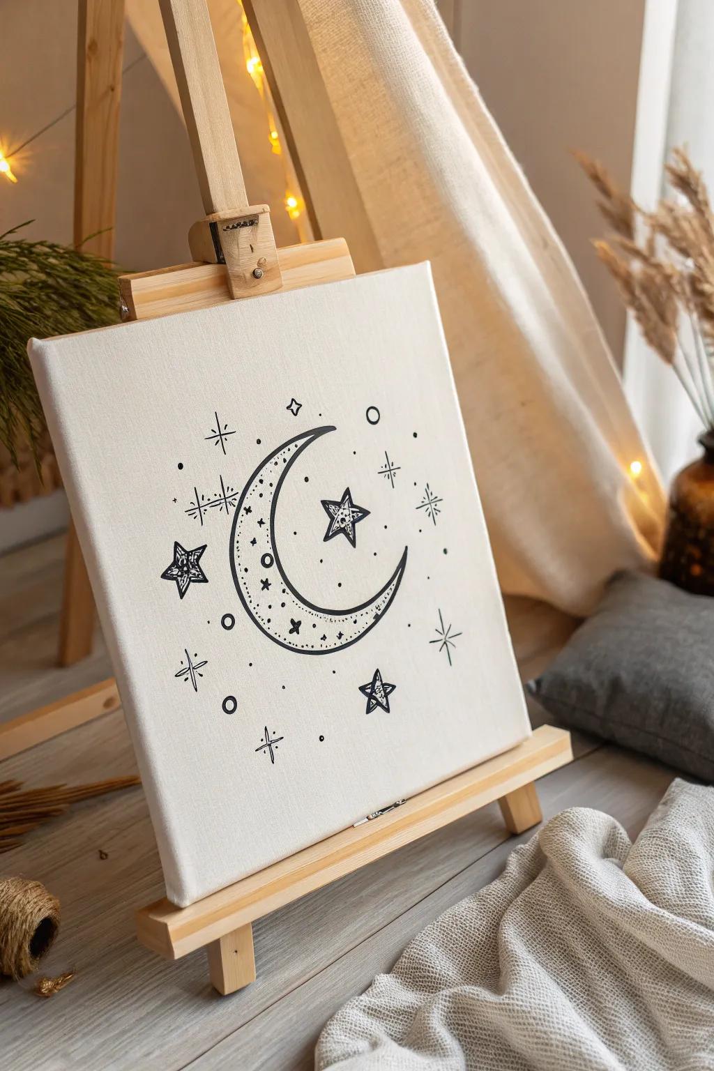 Embrace serenity with simple strokes that capture the magic of a starry night. ✨🌙