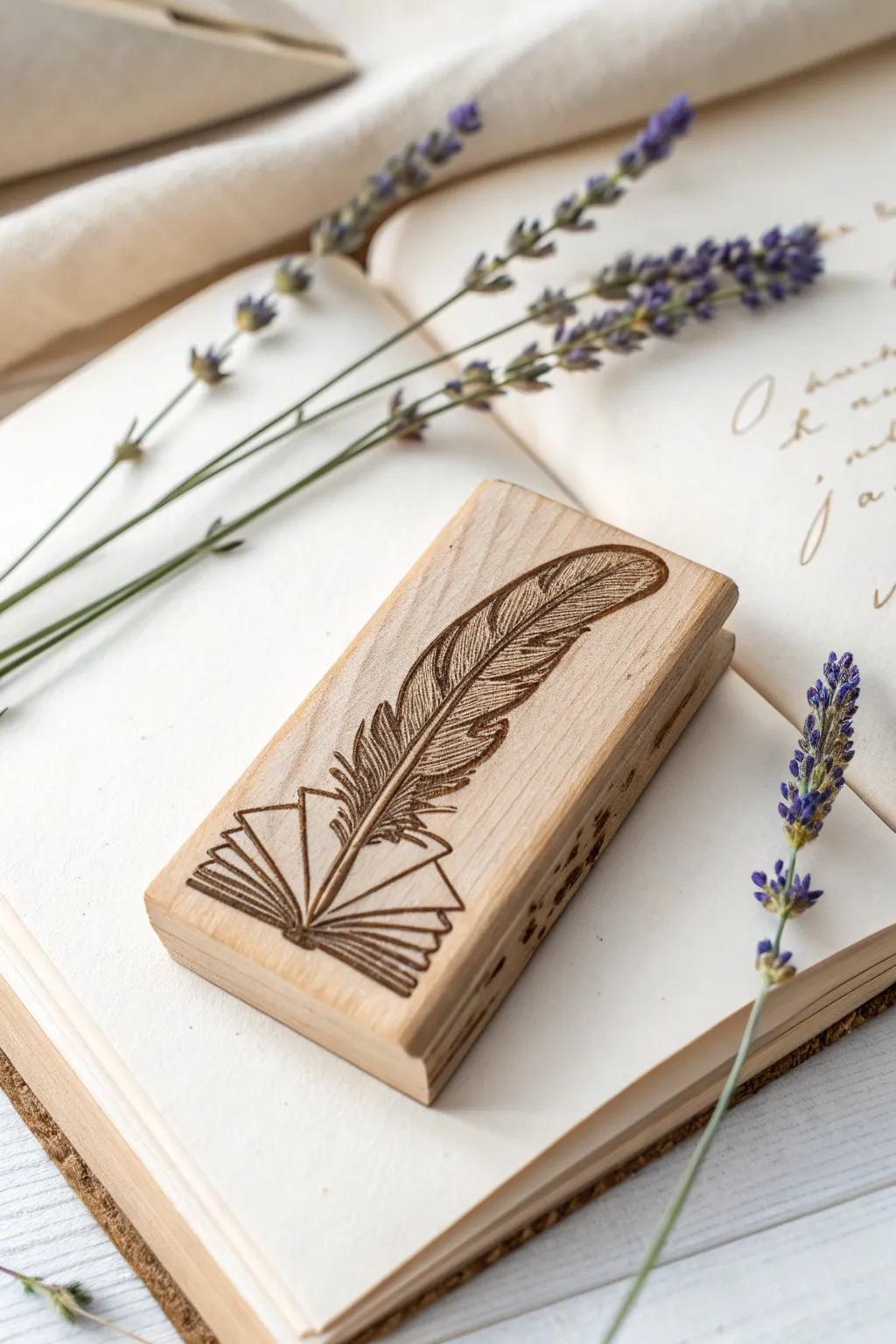 Celebrate your love for reading with this exquisitely crafted book stamp, blending minimalist elegance with boho charm.