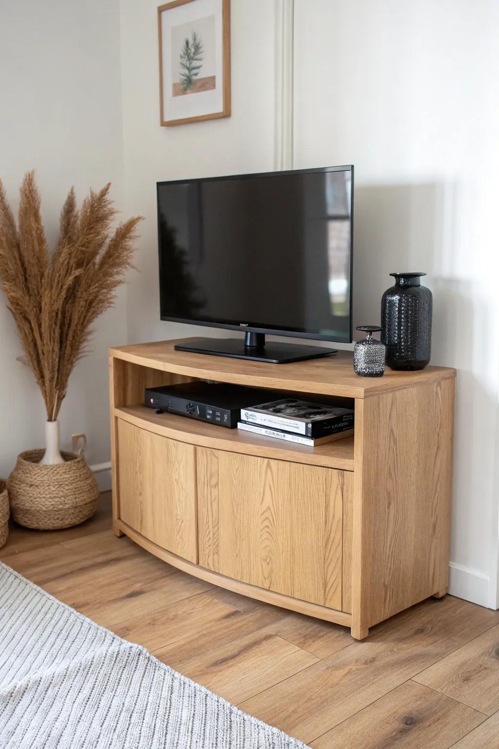 Swivel-top corner TV stand: a small upgrade that makes everyday viewing effortlessly flexible.