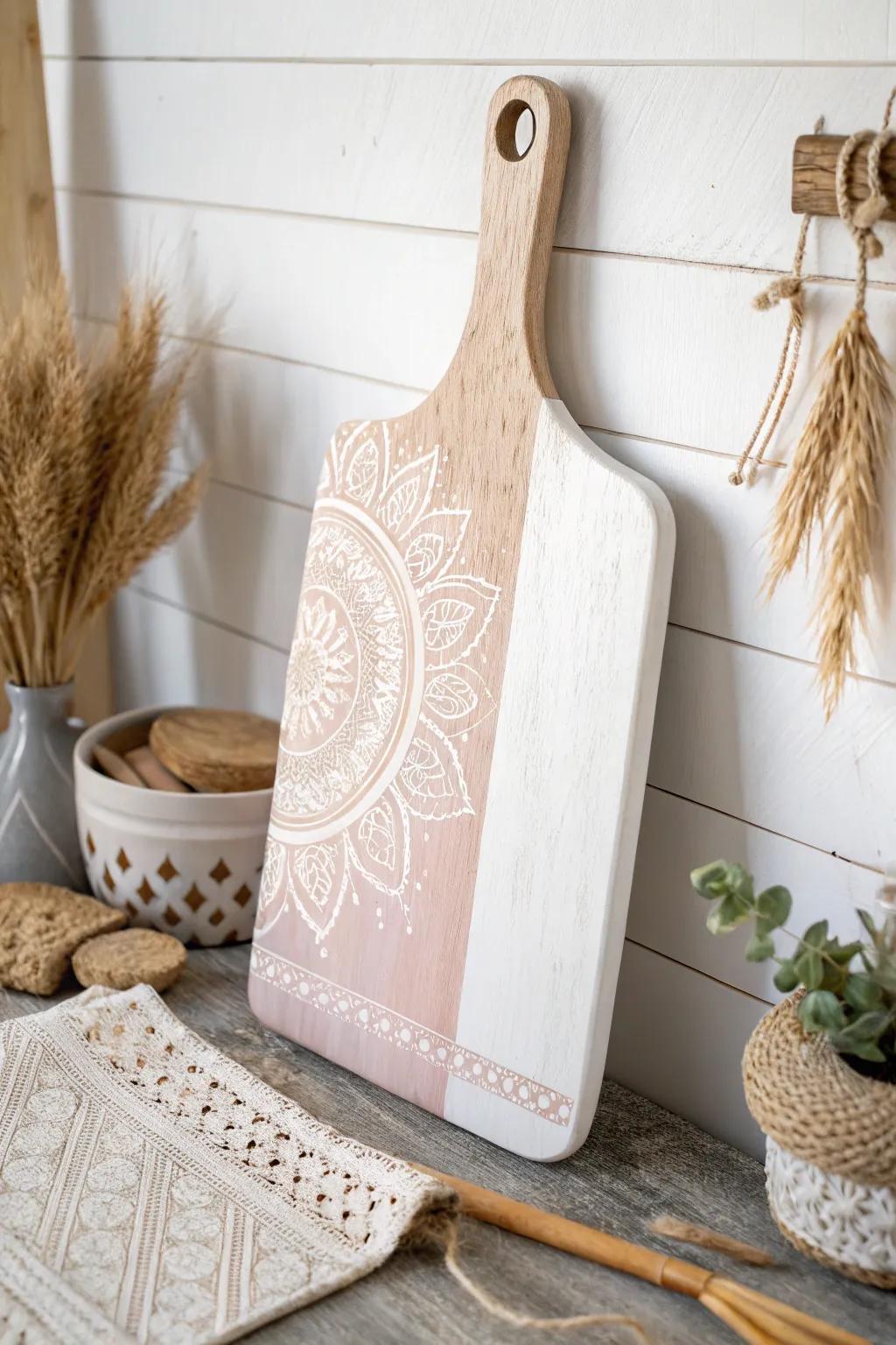 Transform your old cutting boards into charming wall art for a touch of minimalist boho elegance.